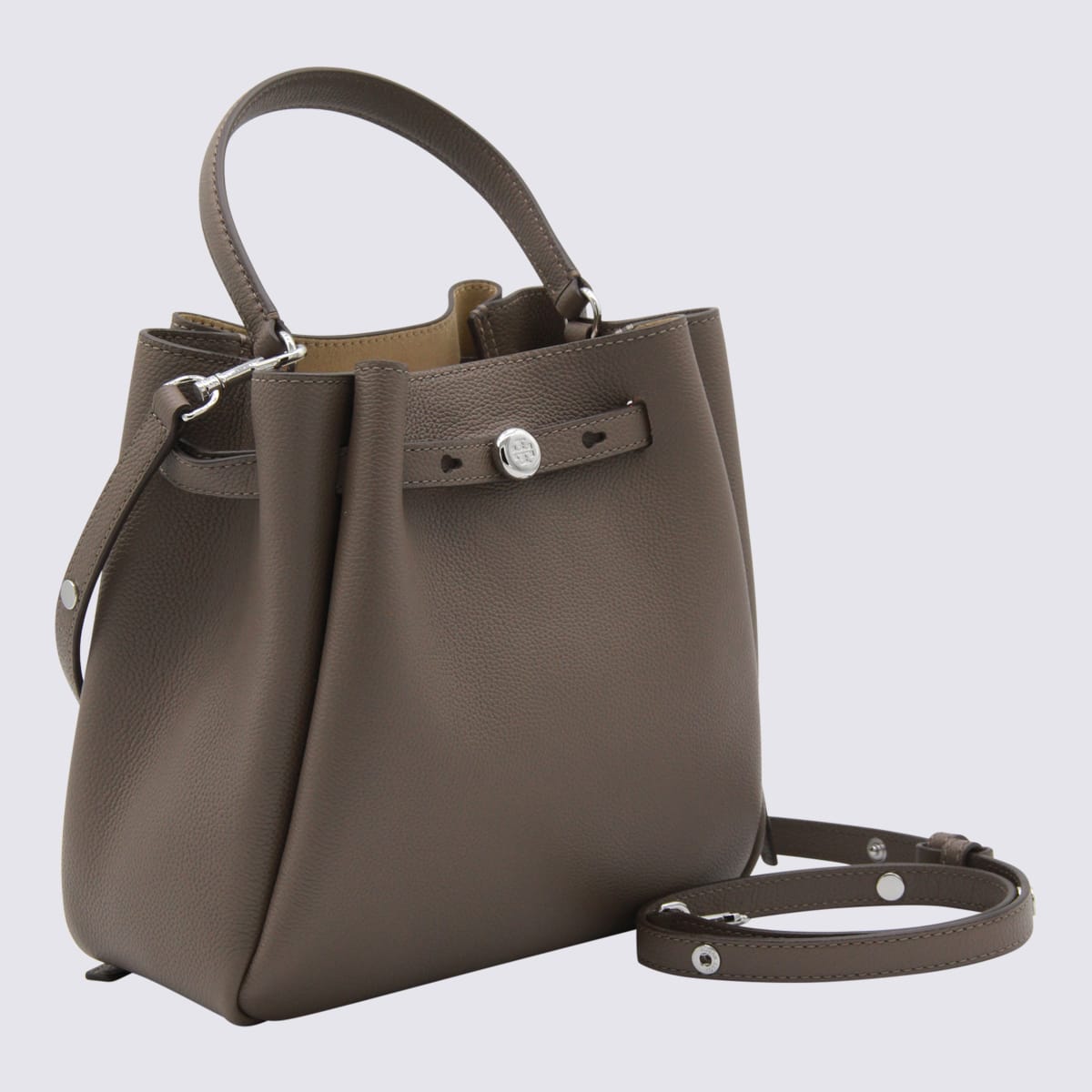 Tory Burch Small Romy Leather Bucket Bag In Brown