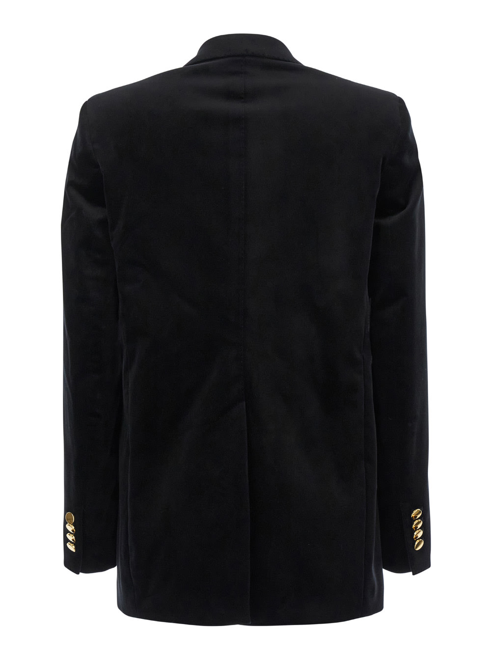 Shop Tagliatore Jasmine Black Double-breasted Jacket With Golden Buttons In Velvet Woman