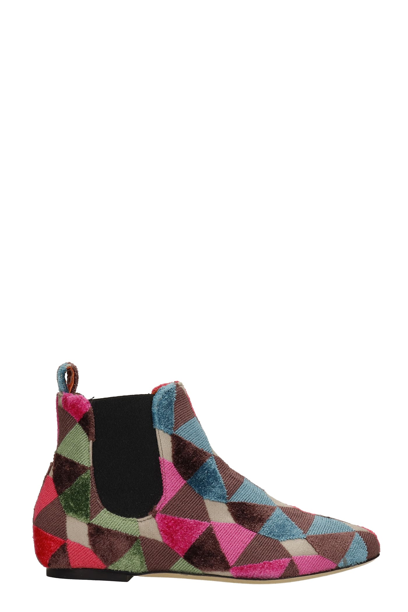 Bams Beatles Low Heels Ankle Boots In Multicolor Fabric