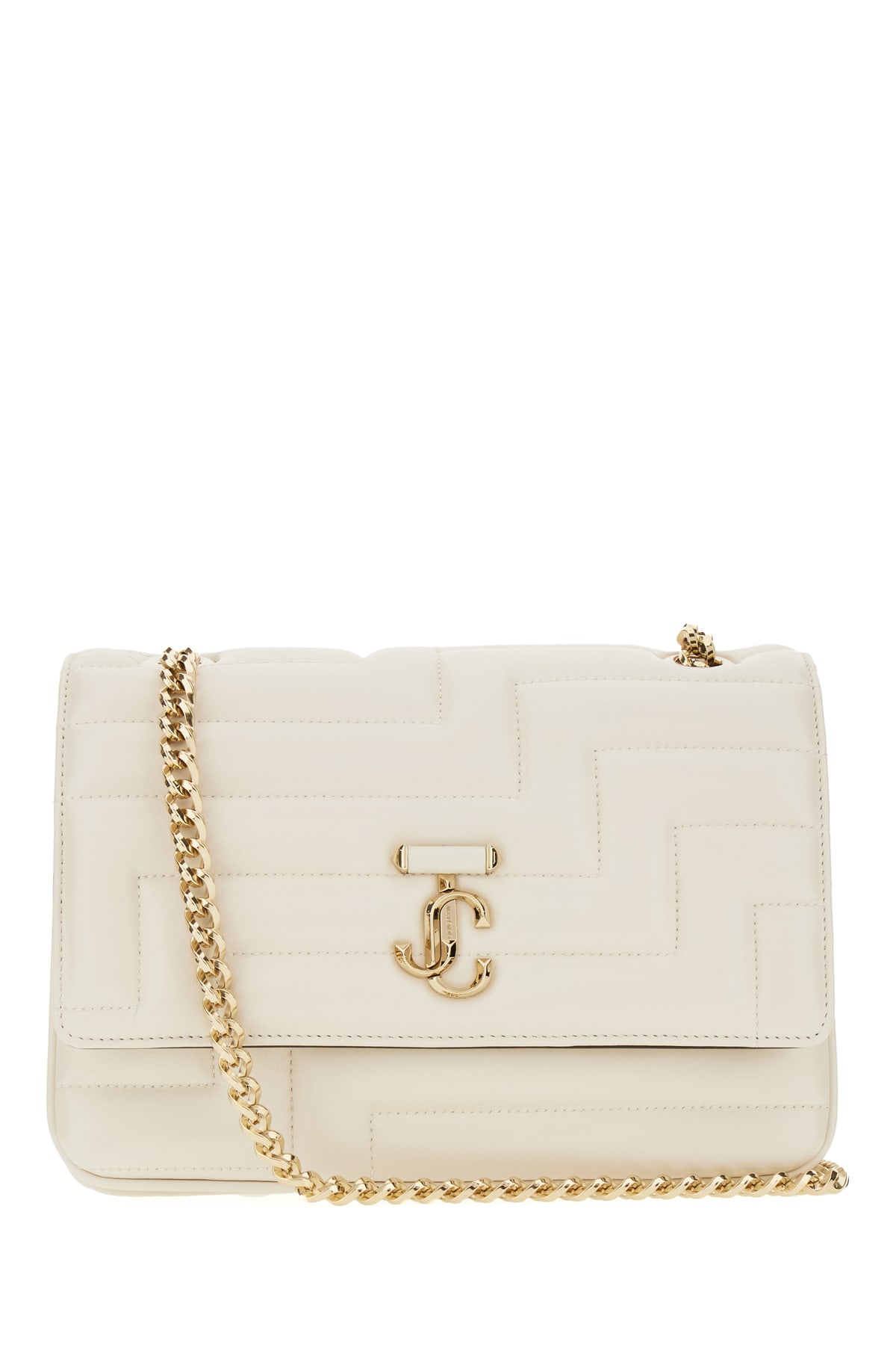 Shop Jimmy Choo Ivory Nappa Leather Avenue Shoulder Bag In Lattelightgold