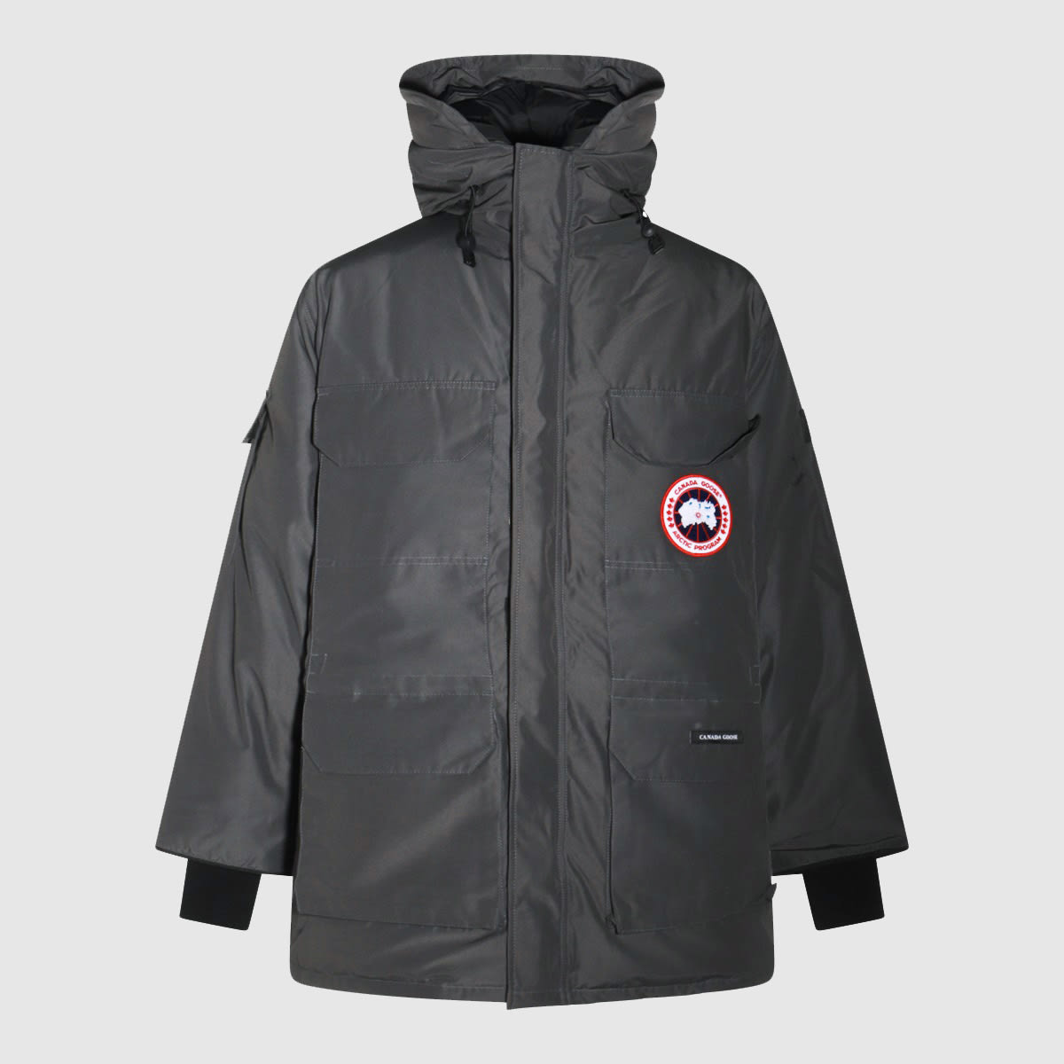Canada Goose Long Length Hooded Down Outerwear In Gray