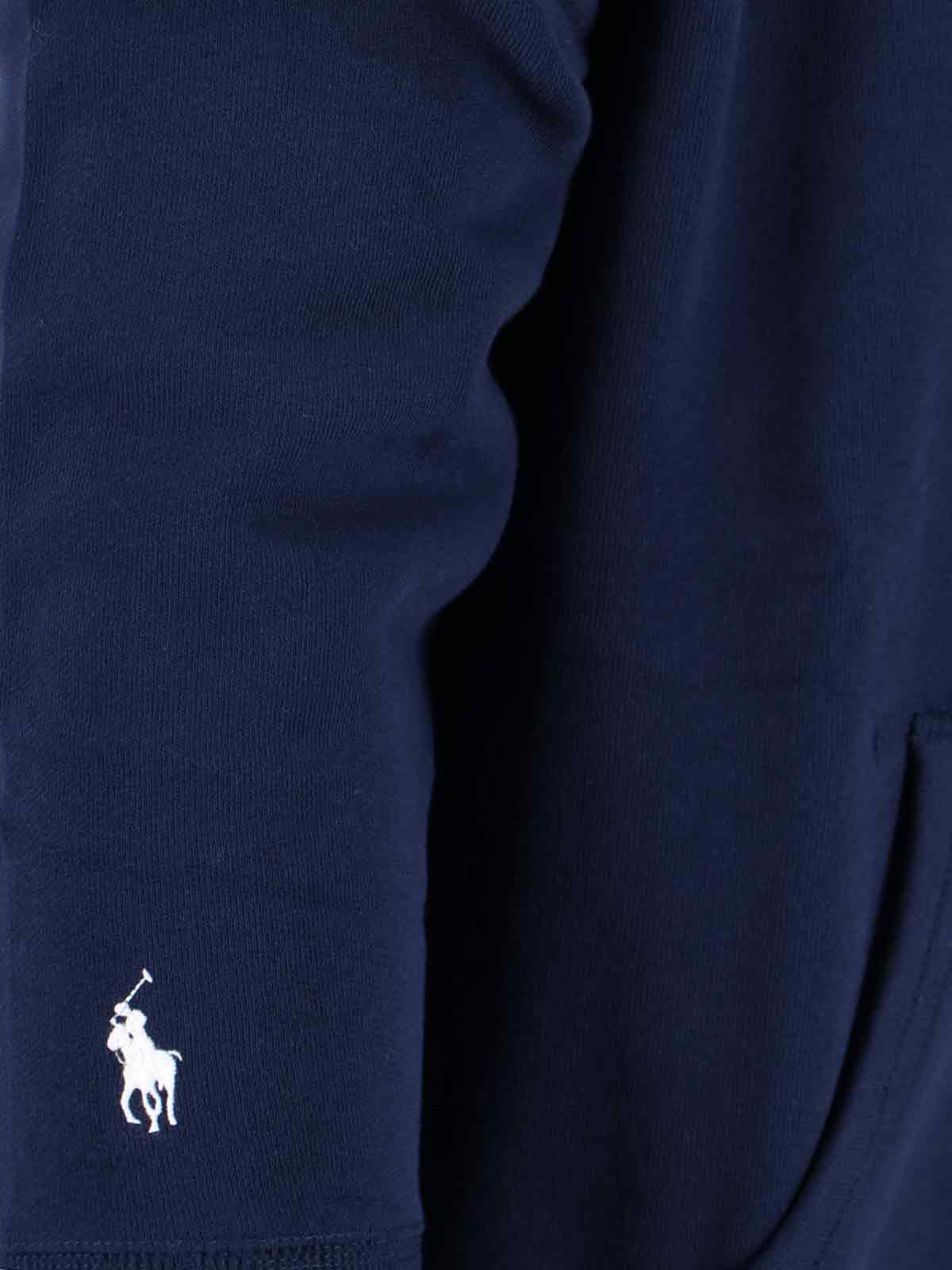 Polo Ralph Lauren Navy Blue Zip-up Hoodie With Iconic Logo Detail In Blue
