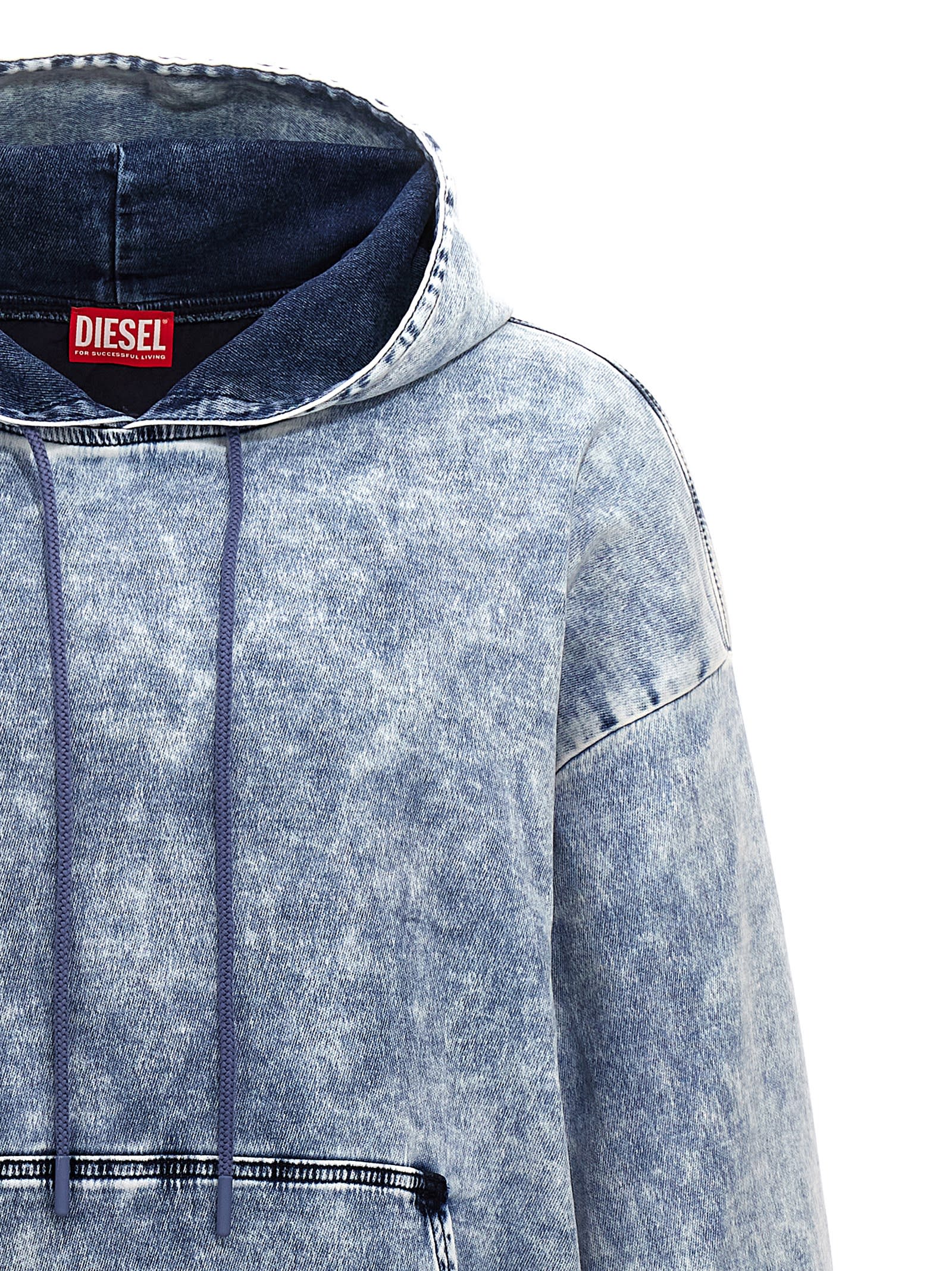 Shop Diesel D-um-rib-s2 Track Hoodie In Light Blue