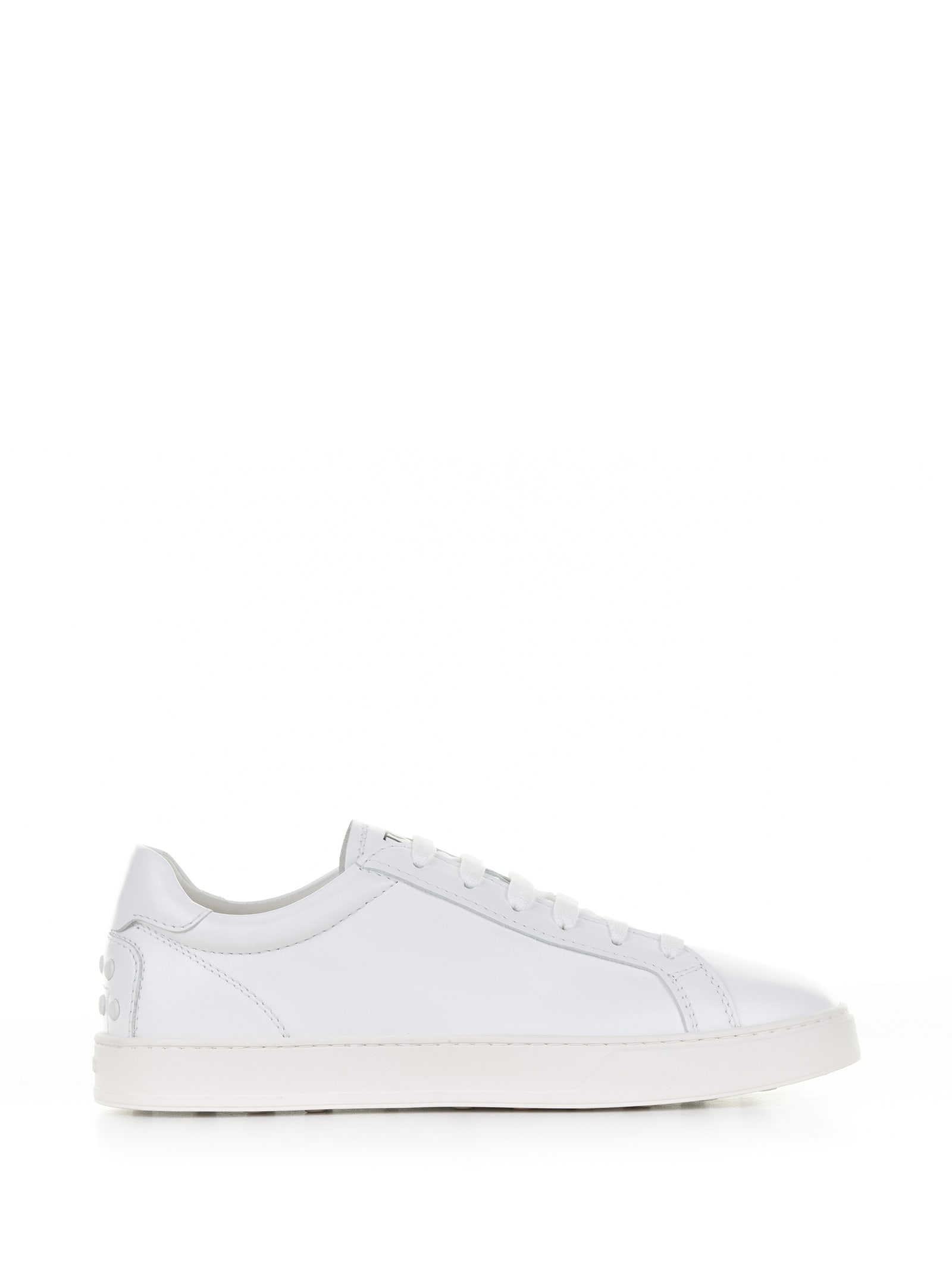 Tod's White Leather Sneakers In Bianco