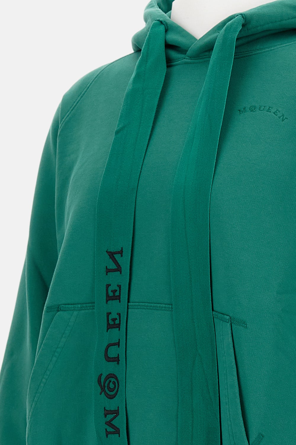 Alexander Mcqueen Embroidered Logo Hooded Sweatshirt In Green