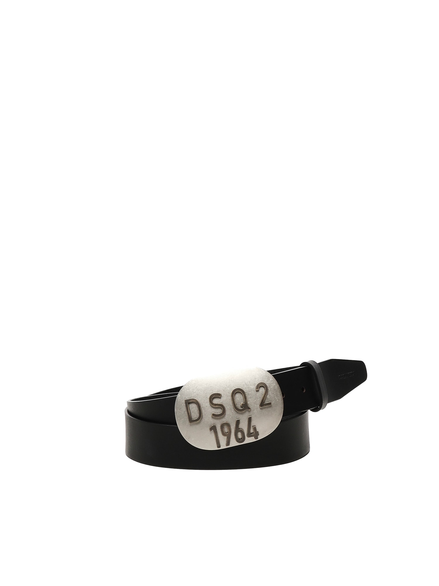 Dsquared2 Vintage Belt With Logo Plaque In Black