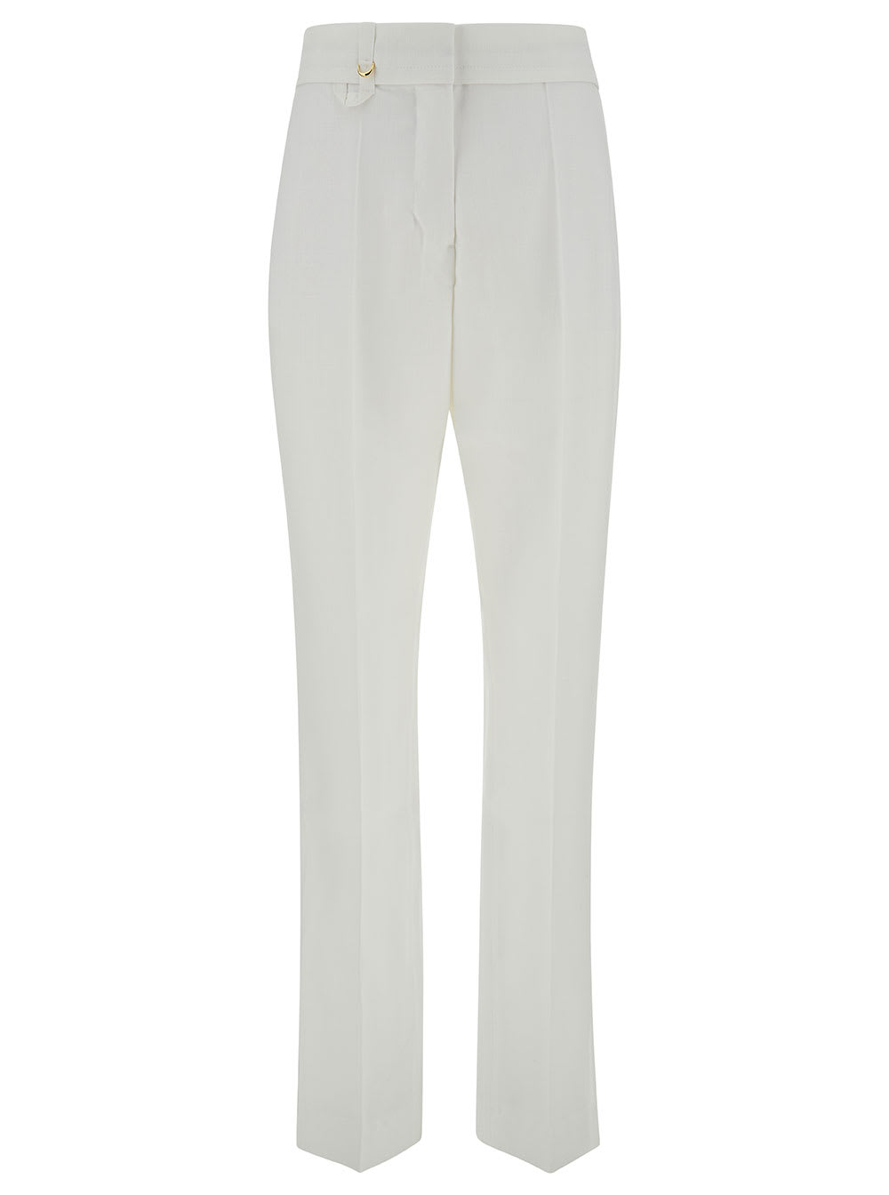 Shop Jacquemus Le Pantalon Tibau White Tailored High-waisted Pants In Cotton Woman