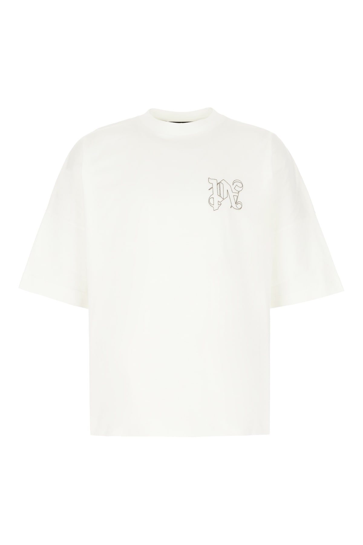 Palm Angels White Cotton Oversize T-shirt In Off White