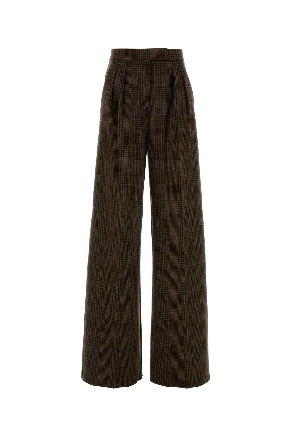 Max Mara Embroidered Cotton Blend Ponza Wide-leg Pant In Brown
