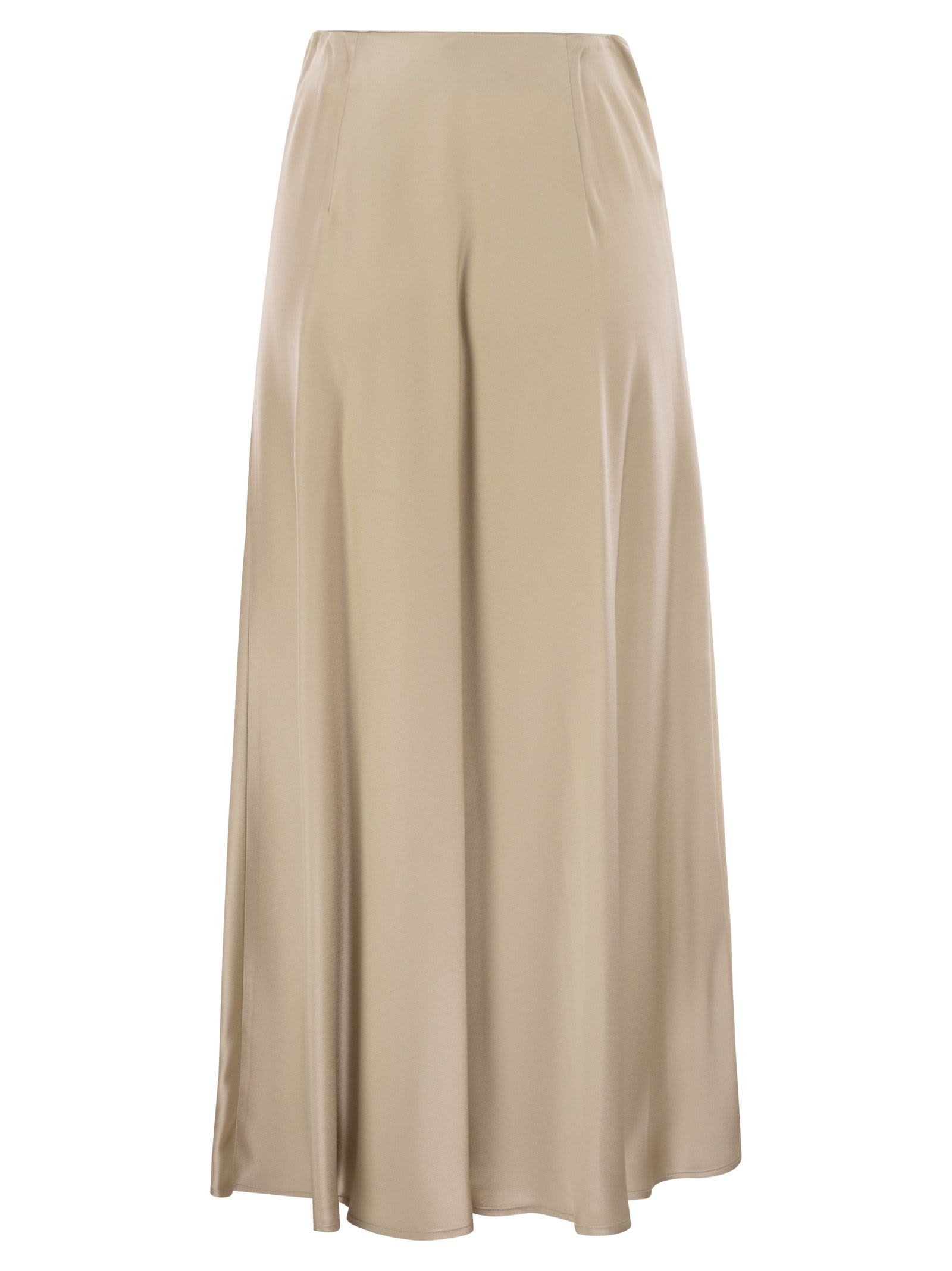 Shop Herno Satin Effect Long Skirt In Beige