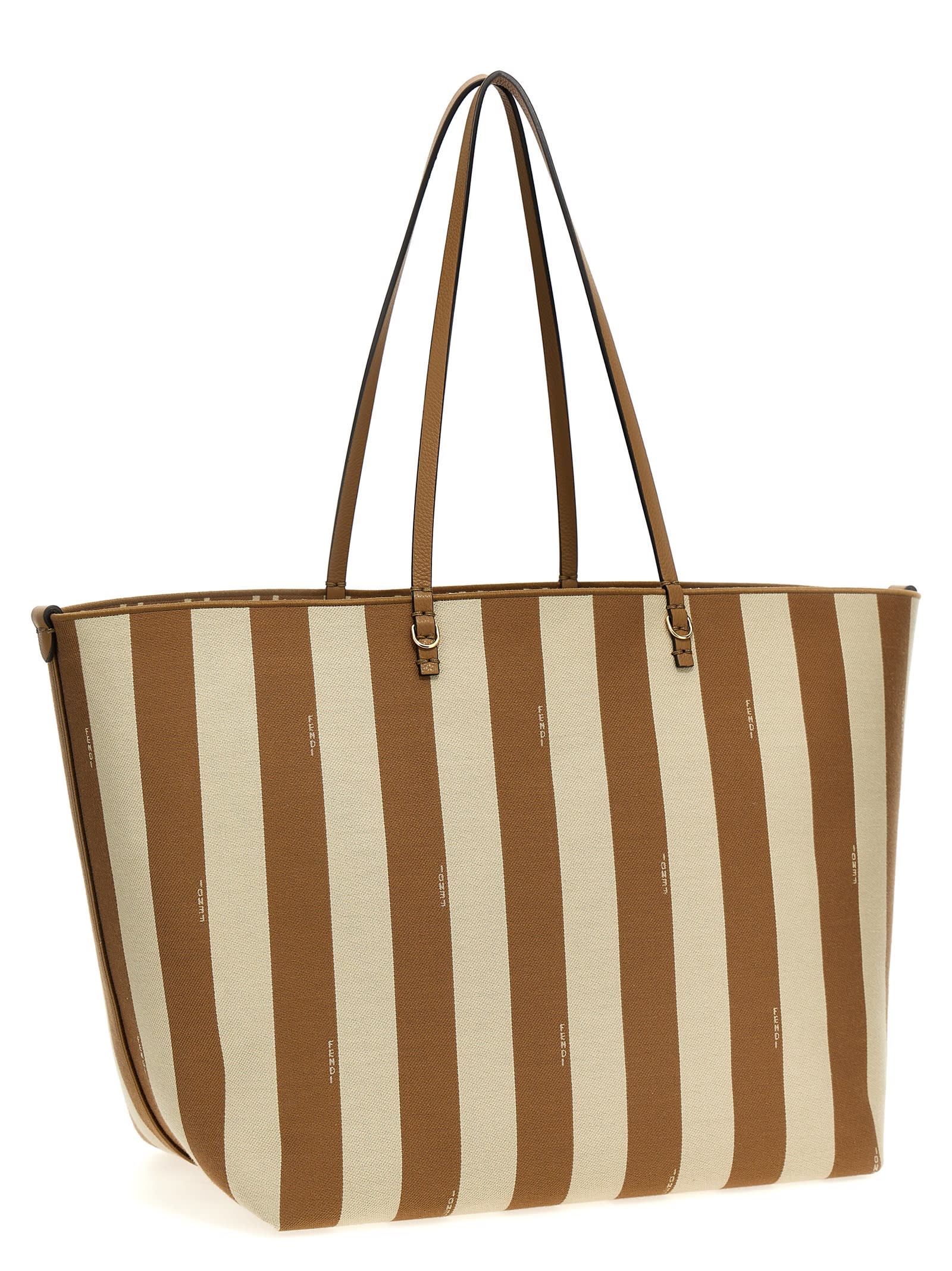 Shop Fendi Roll Large Reversible Shopping Bag In Beige