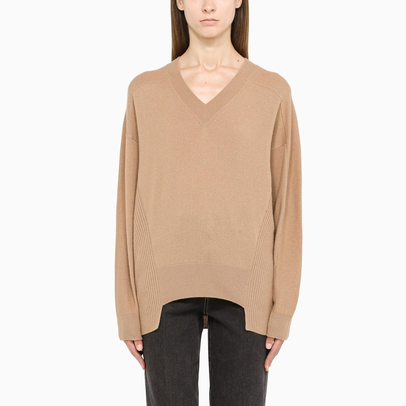 Brown Pullover With V Neck