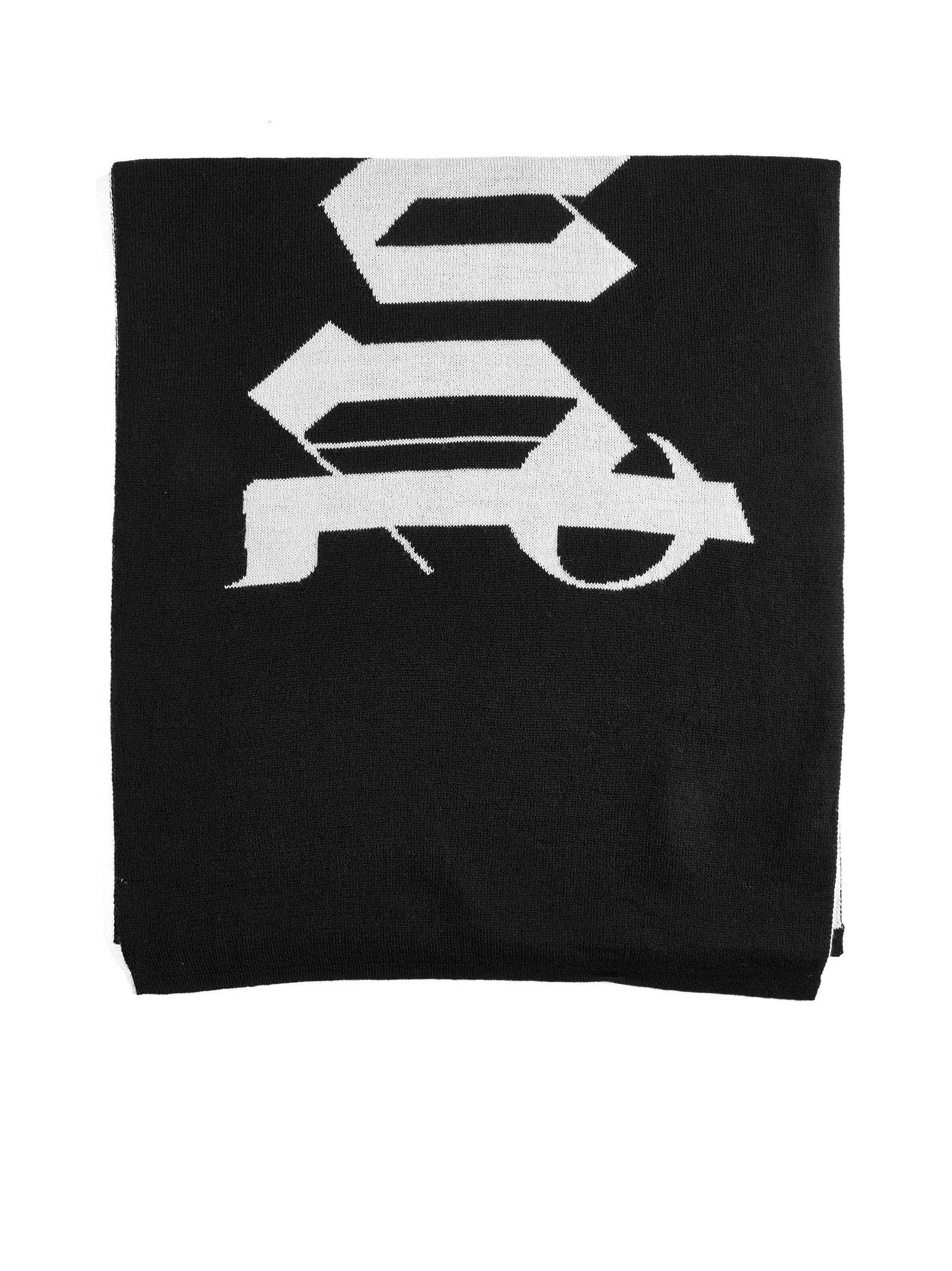 Shop Palm Angels Scarf In Black Offwhite