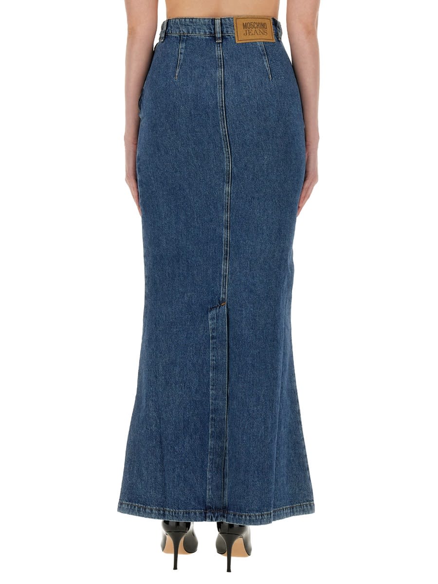 Shop M05ch1n0 Jeans Long Skirt In Blue