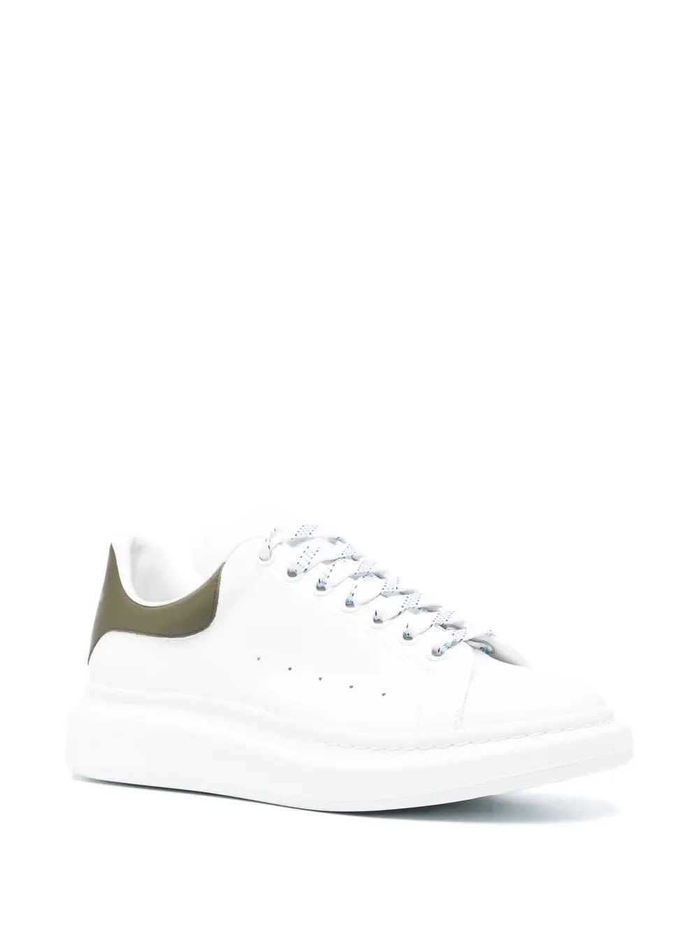 Shop Alexander Mcqueen Oversized Sneakers In White And Khaki Green