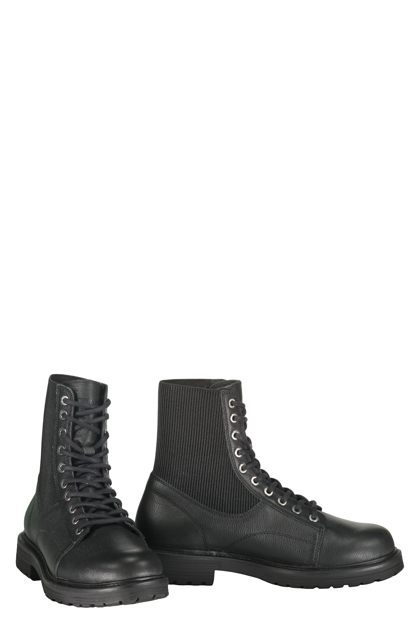 Diesel High Boot Man Black Leather Elegant In Black