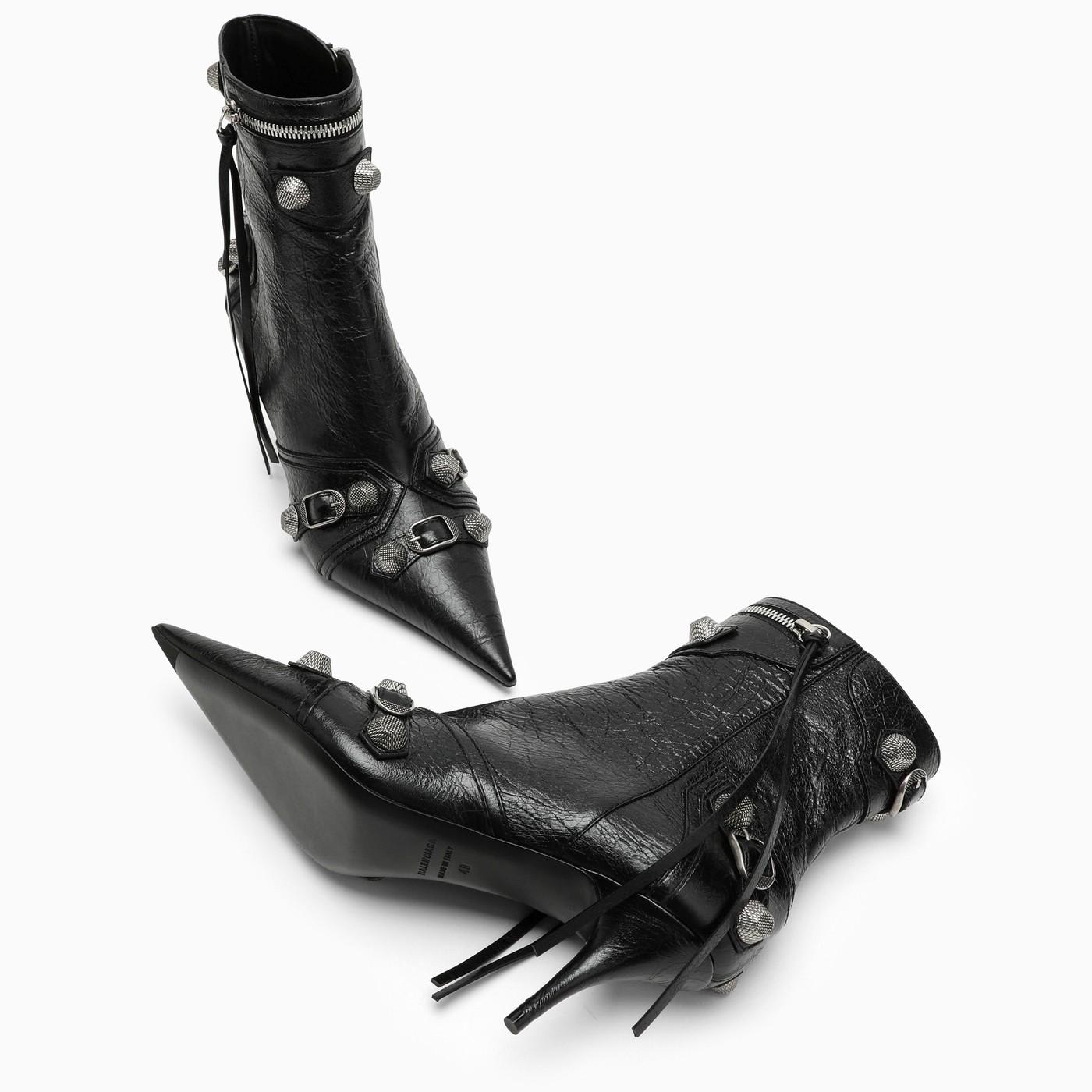 Shop Balenciaga Black Leather Cagole Ankle Boot