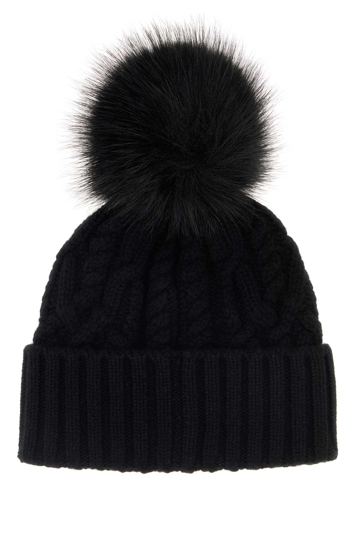 Moncler Cable-knit Cashmere And Wool-blend Beanie In Black