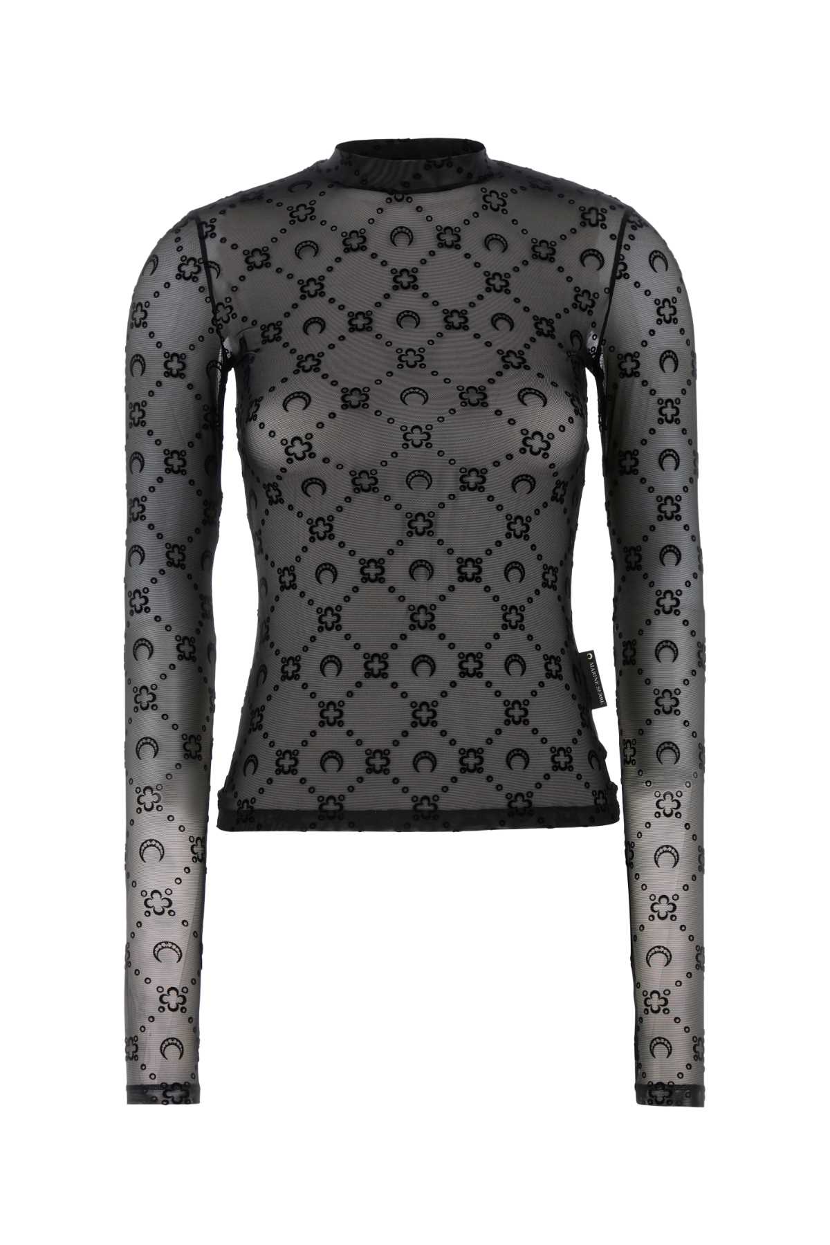 Marine Serre Black Stretch Mesh Top In Gray