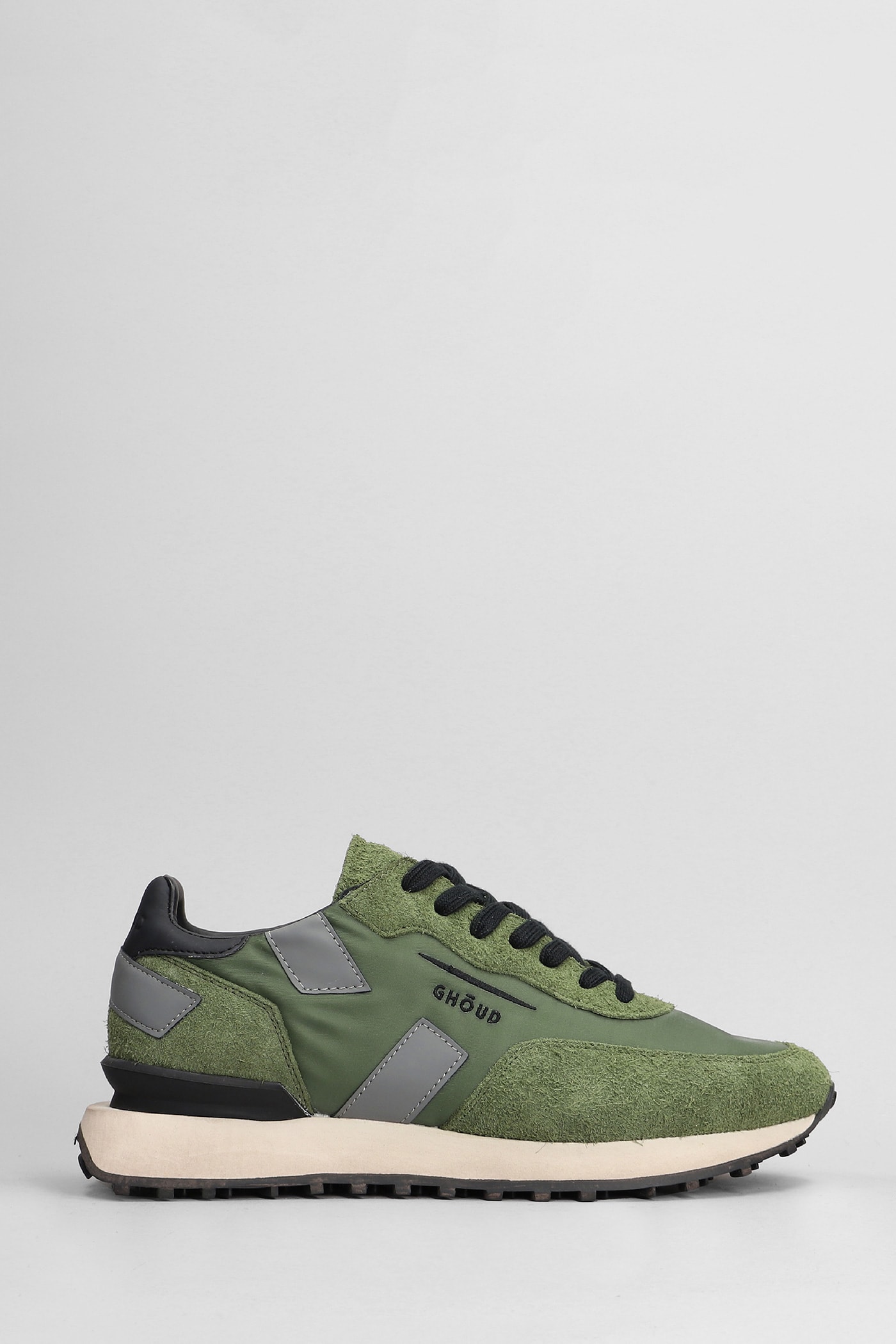 Rush One Sneakers In Green Suede And Fabric