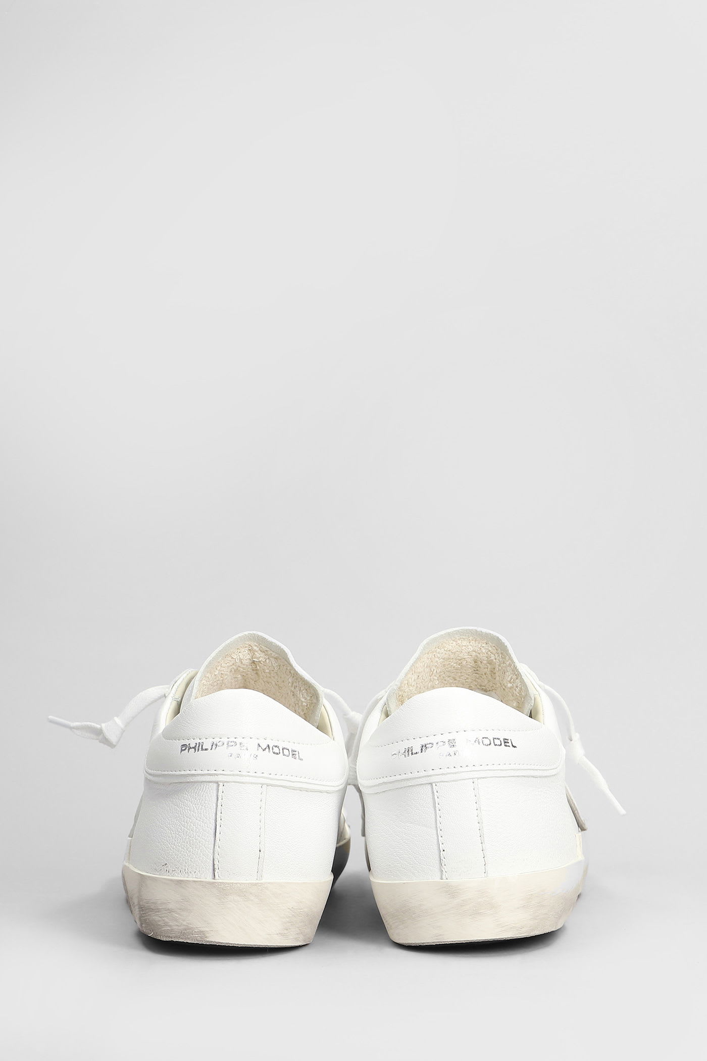 Philippe Model Prsx Low Sneakers In White Leather In White