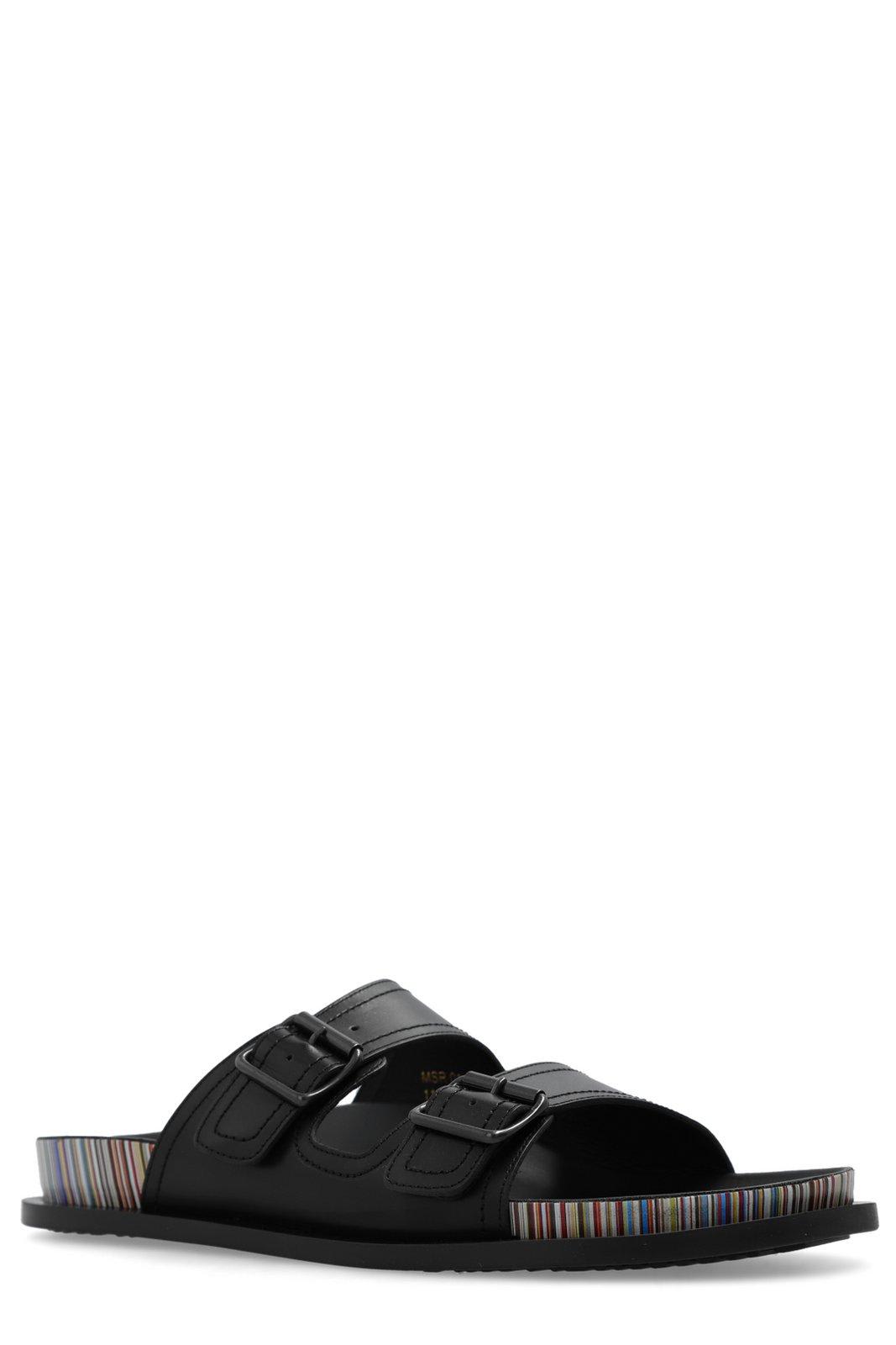 Shop Paul Smith Leather Slides In Black