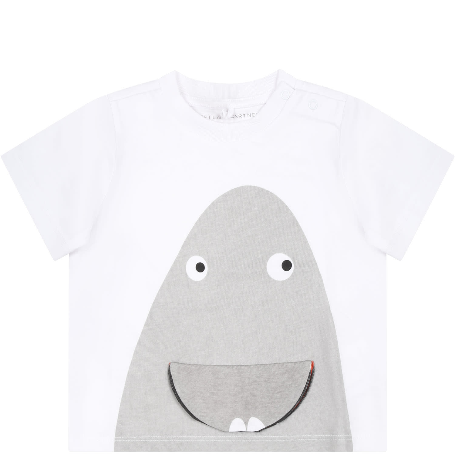 Stella McCartney White T-shirt For Baby Boy With Shark Print