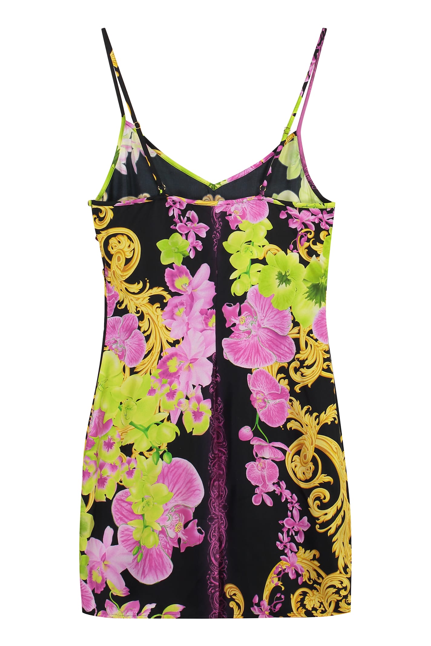 Versace Medusa-print Spaghetti-strap Dress In Black