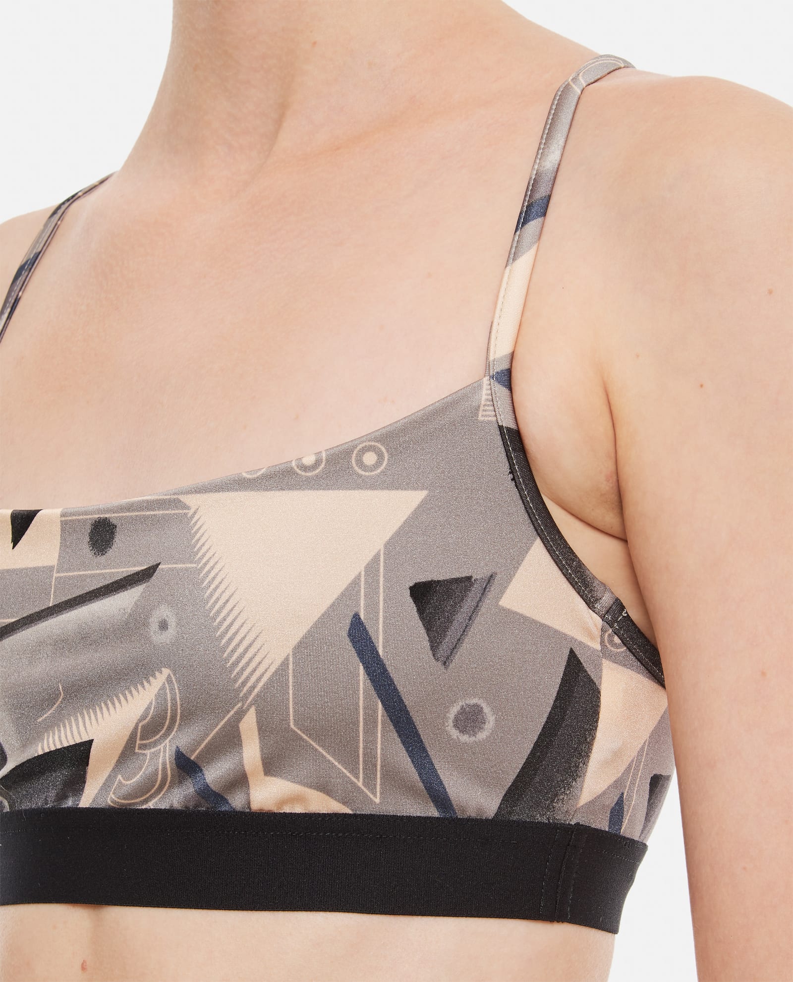 Shop Fendi Memphis Bralette With Futuristic Print In Grey