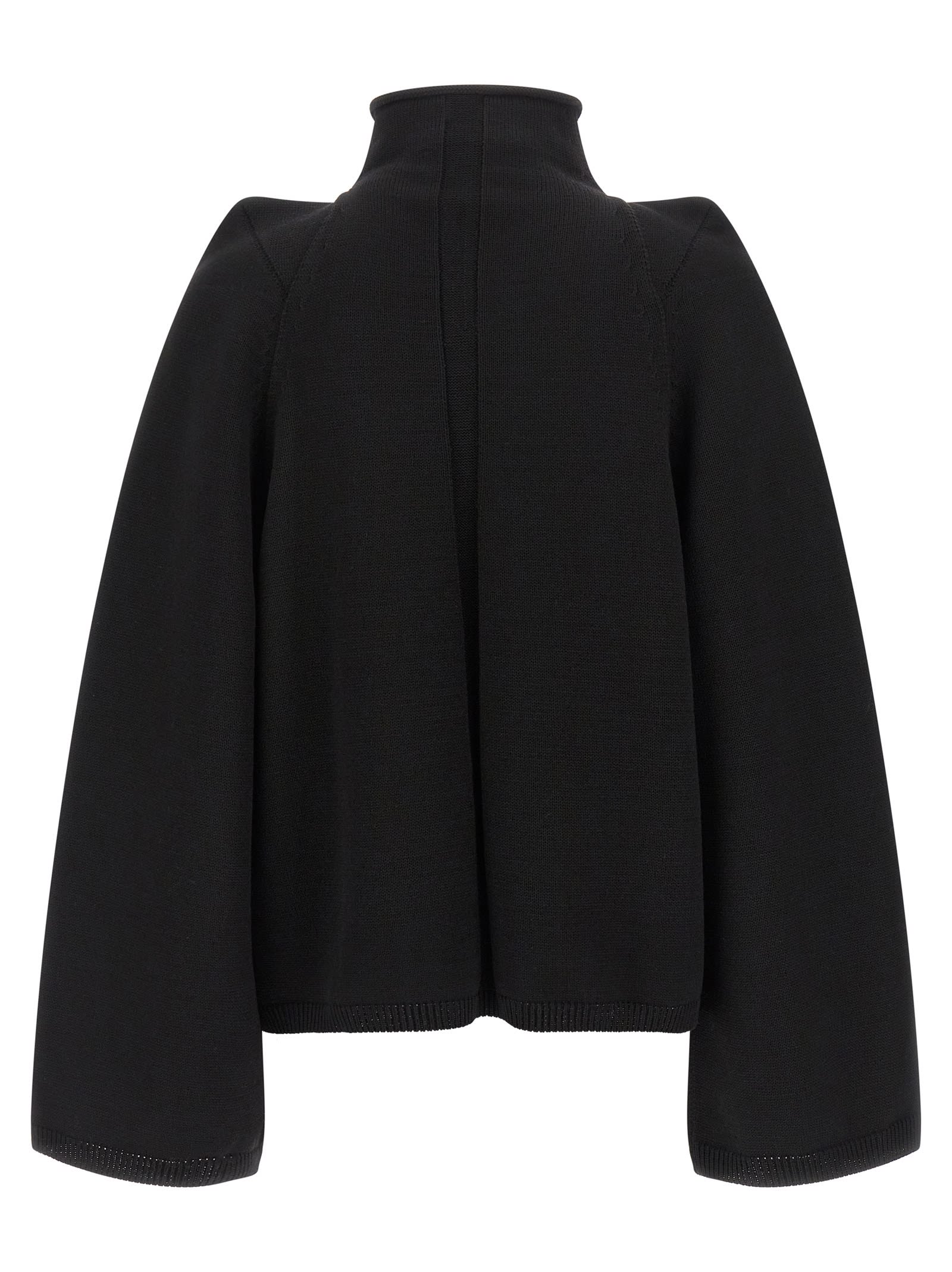 Rick Owens High Neck Long Sleeve Knit Sweater In Black