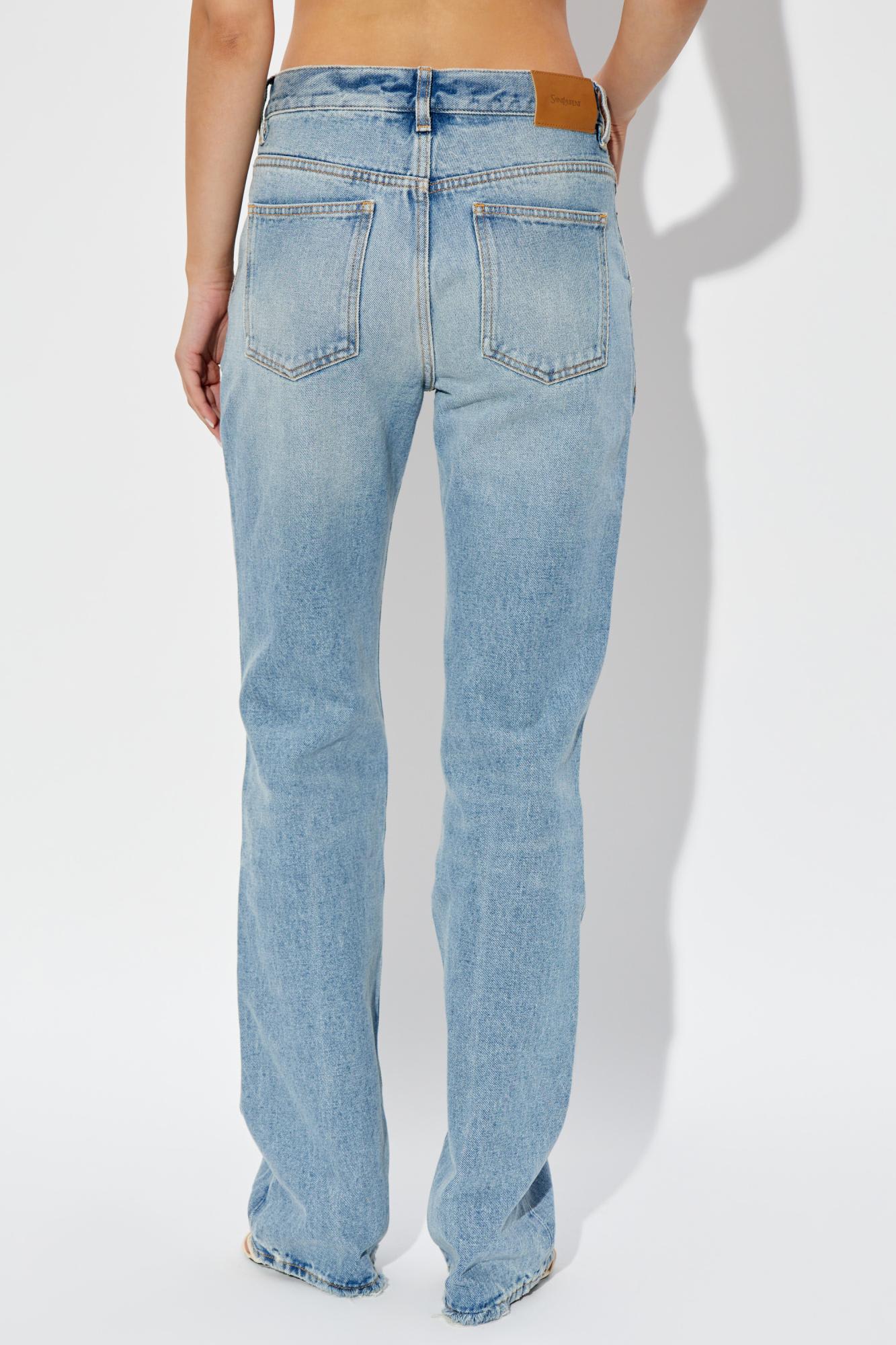 Shop Saint Laurent Jeans With Vintage Effect In Sicily Blue