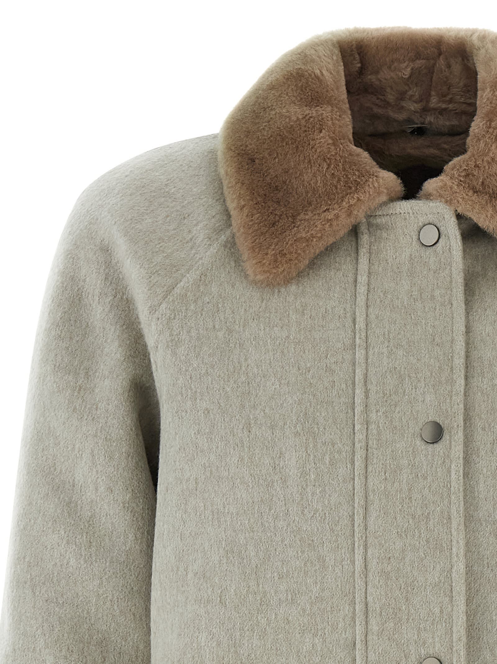 Brunello Cucinelli Sheepskin Insert Jacket In Sand