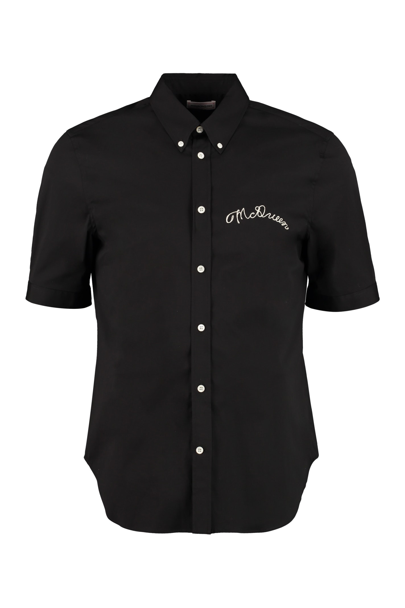 Alexander McQueen Short Sleeve Stretch Cotton Shirt