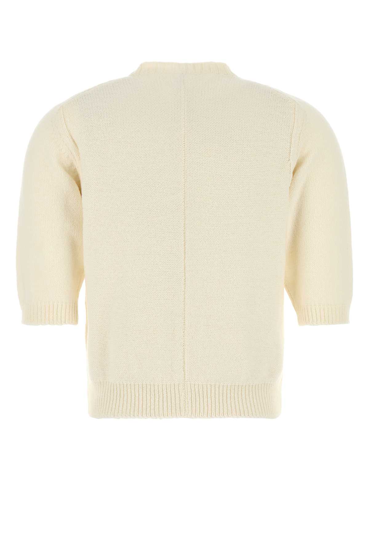 Bottega Veneta Wool Sweater With Ribbed Hem And Button Detail In Yellow