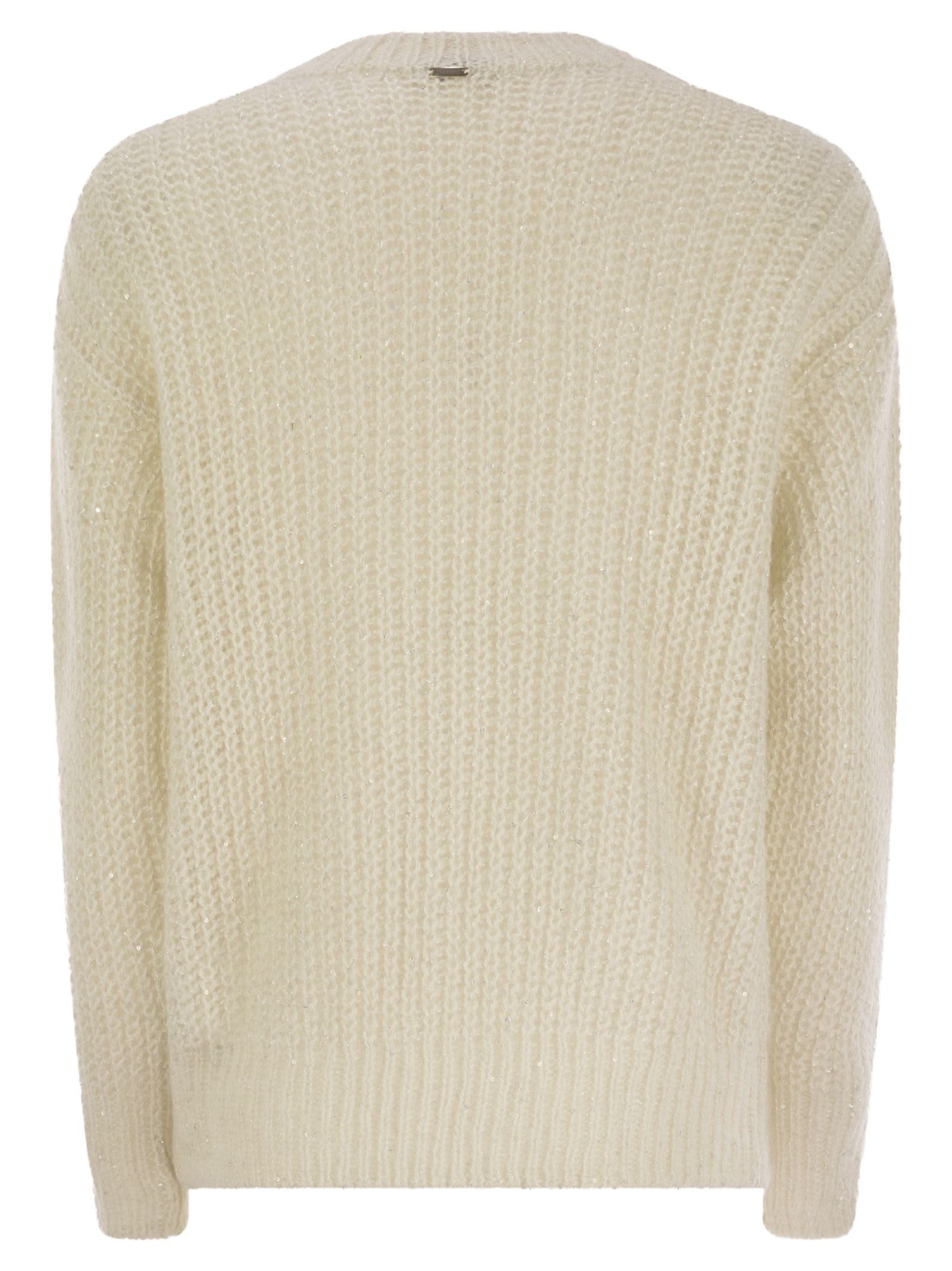 Herno V-neck Long-sleeved Sweater In Natural