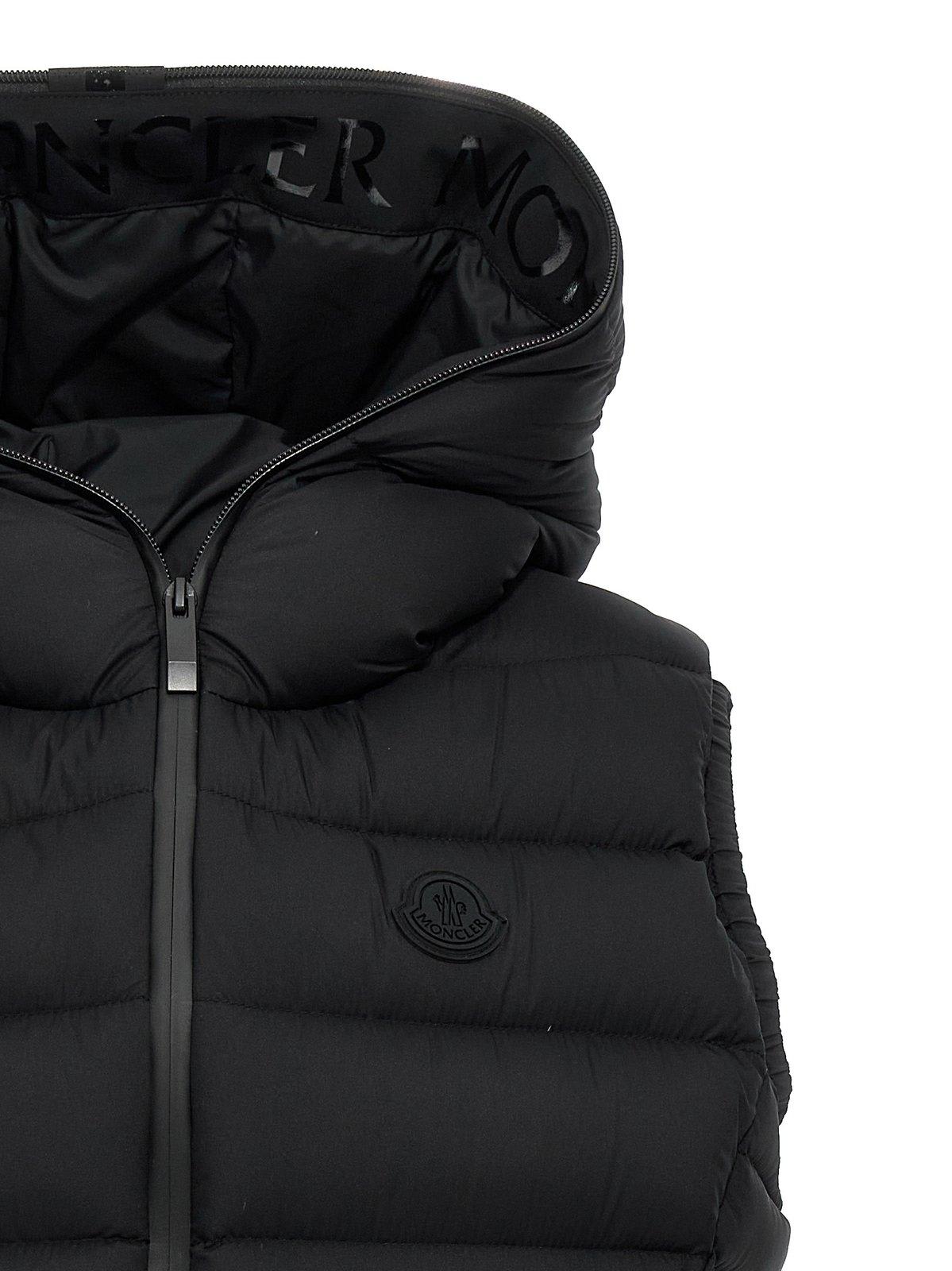 Shop Moncler Barraux Logo Patch Down Gilet In Black