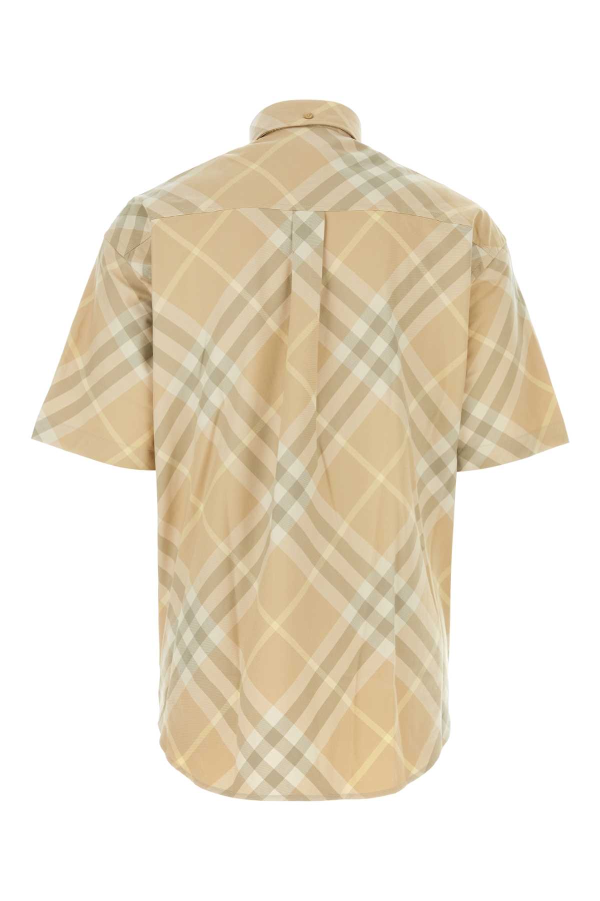 Shop Burberry Printed Cotton Shirt In Flaxipcheck