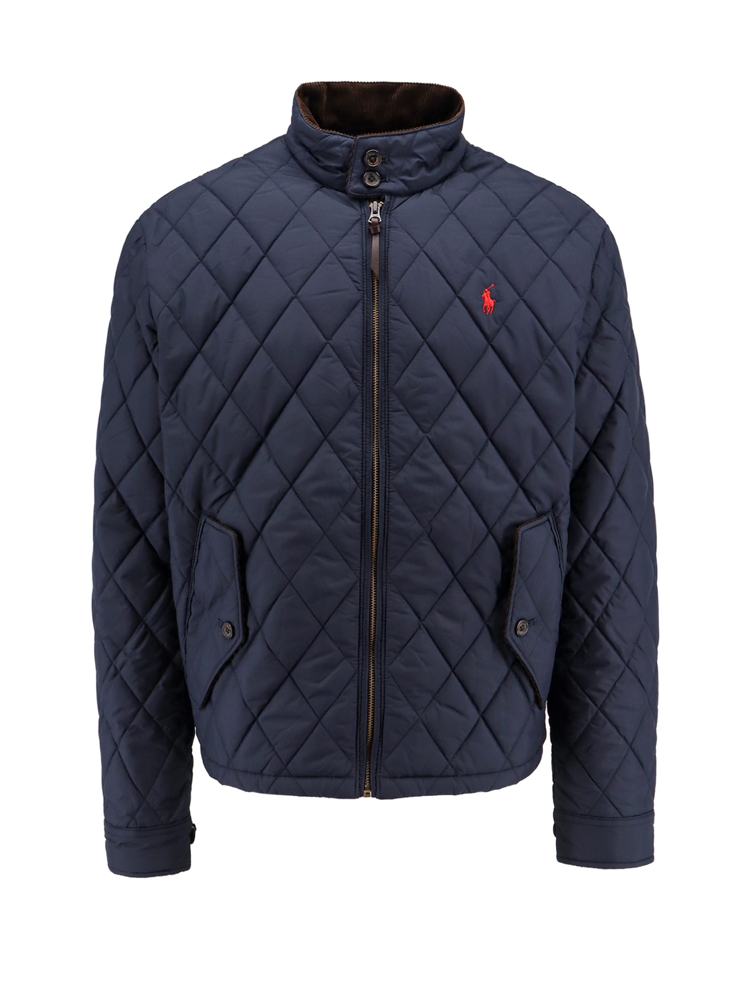 Blue Quilted Jacket With Pony Detail On The Front In Tech Fabric Man