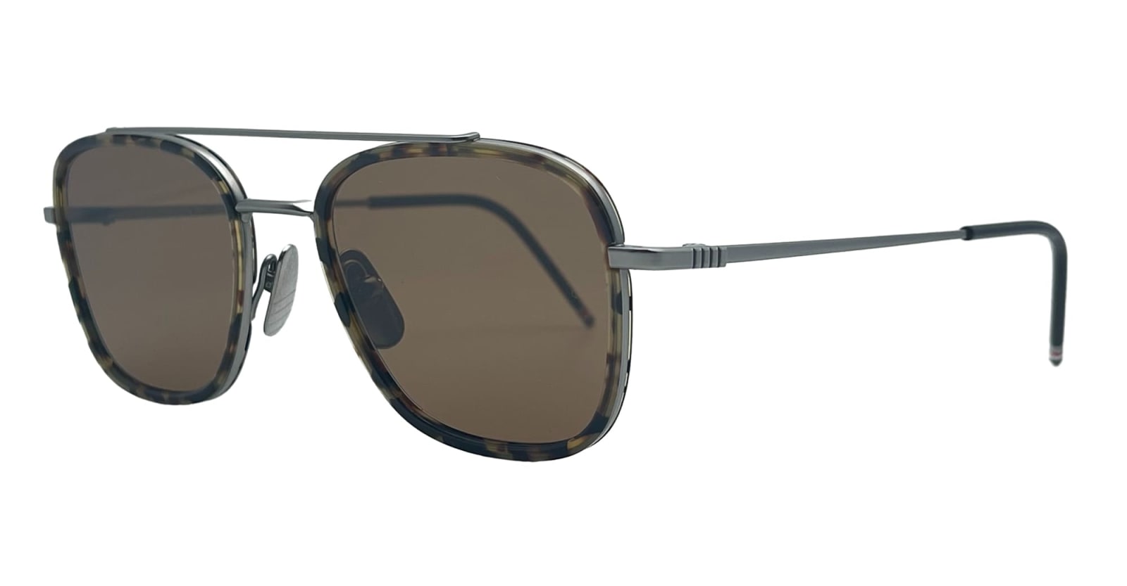 Shop Thom Browne Rectangular Aviator - Brown Tortoise Sunglasses In Dark Brown