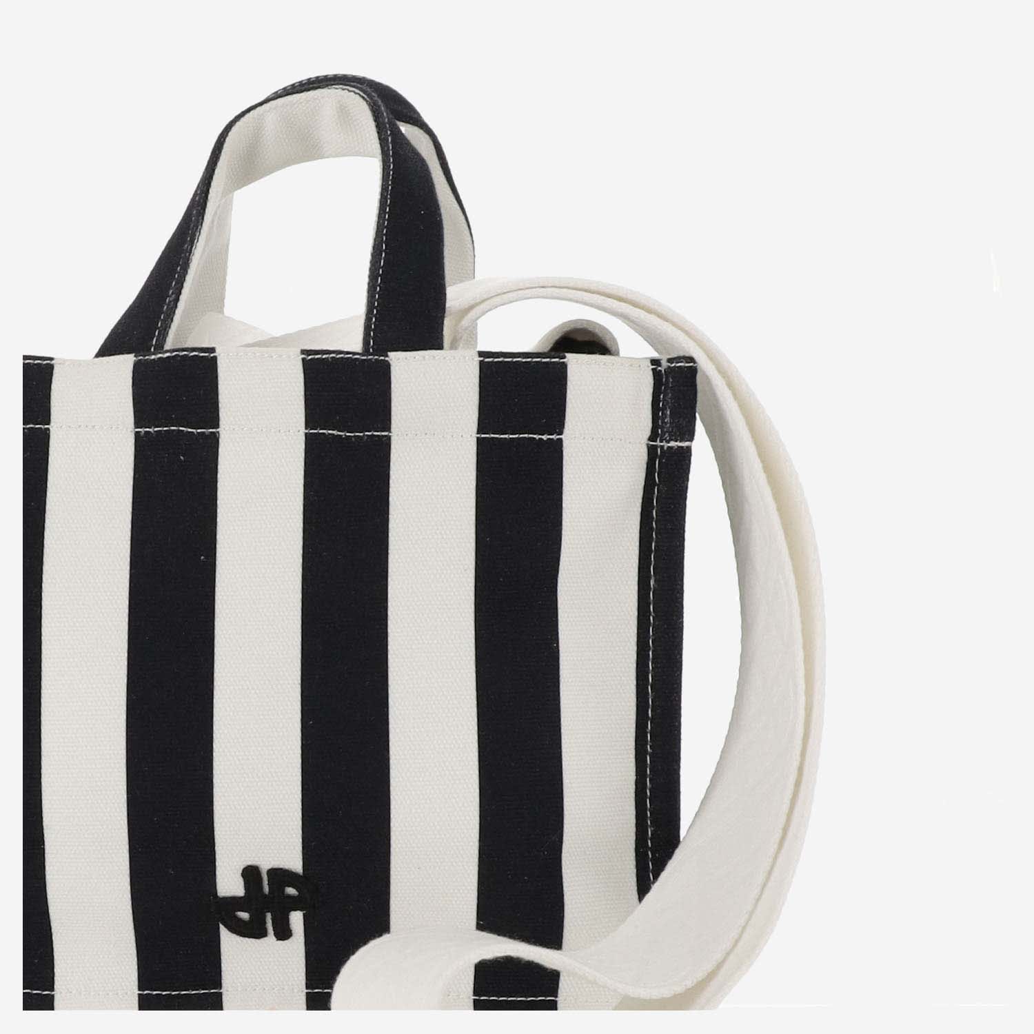Patou Multicolor Small Cotton Canvas Tote Bag With Striped Pattern In Red