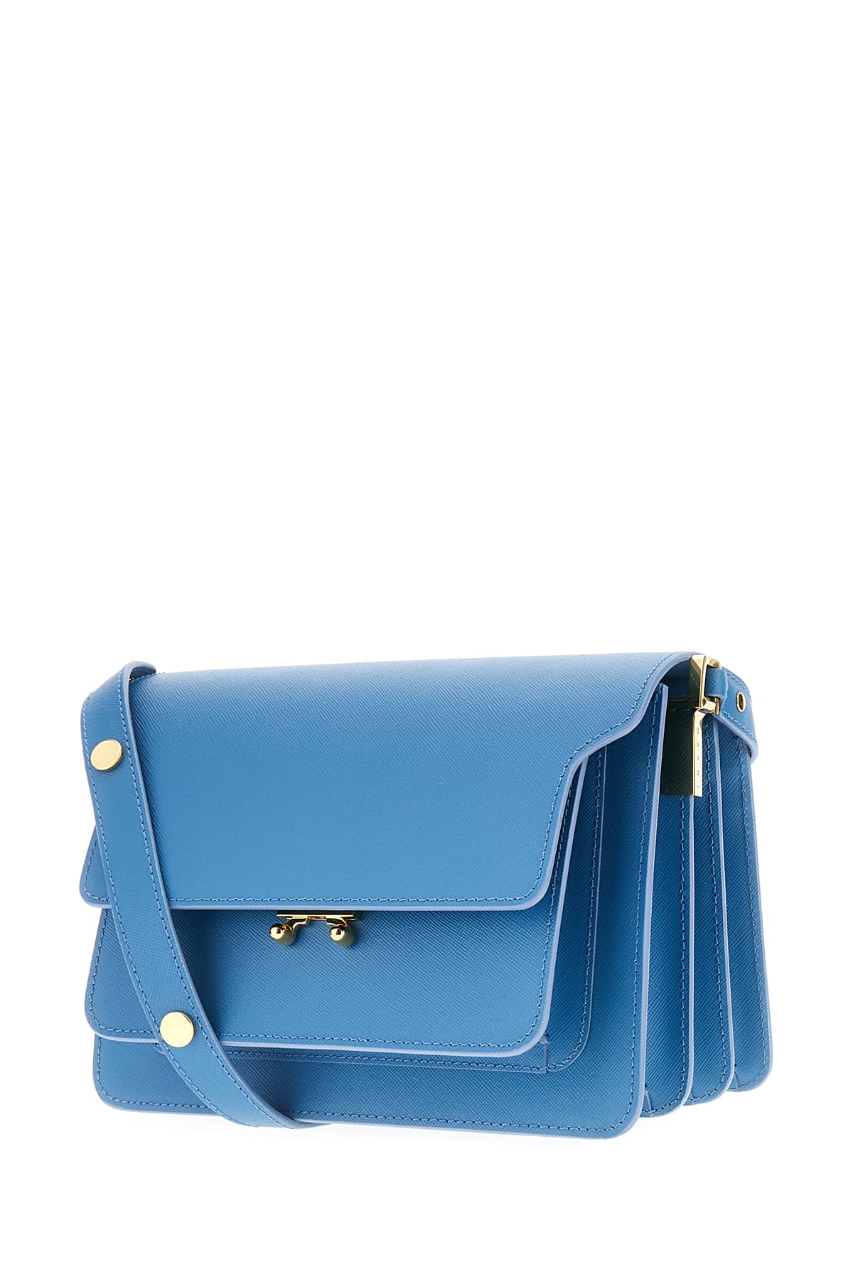 Shop Marni Light-blue Leather Trunk Crossbody Bag In Z671b