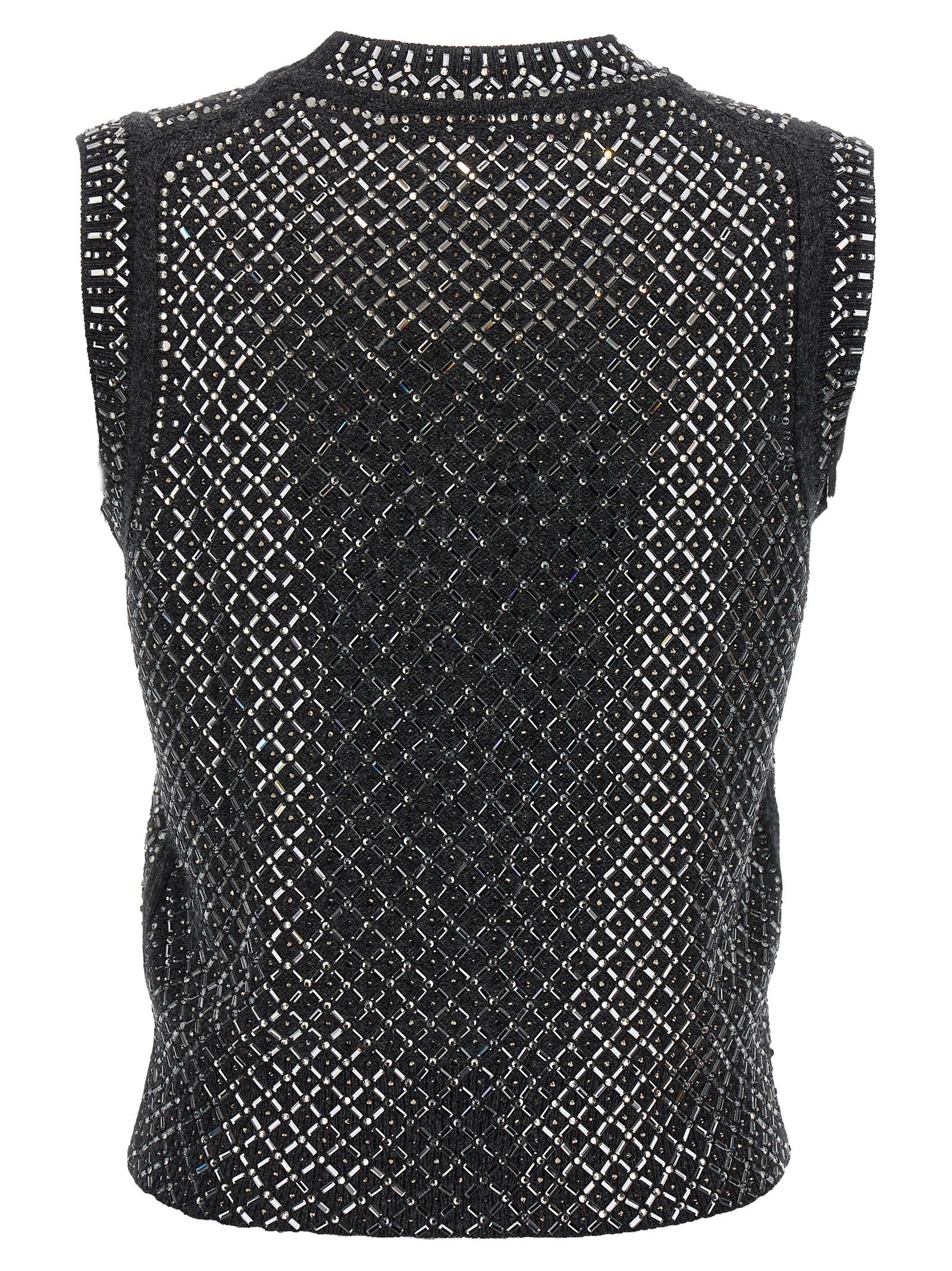 Shop Ermanno Scervino Rhinestone Top In Gray