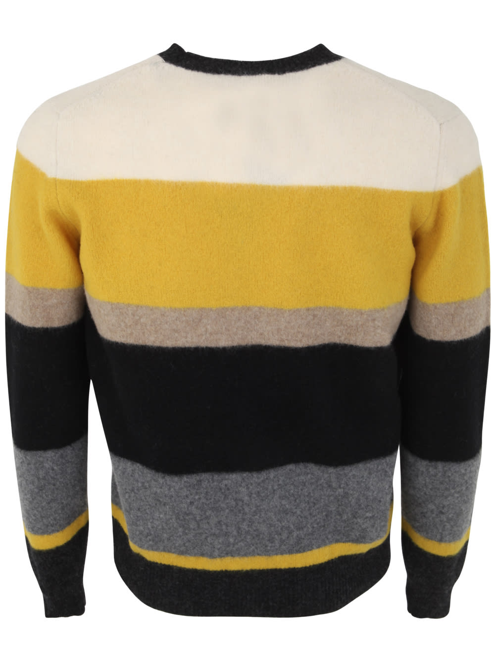 Shop Drumohr Color Block Long Sleeve Crew Neck Sweater In Yellow Grey