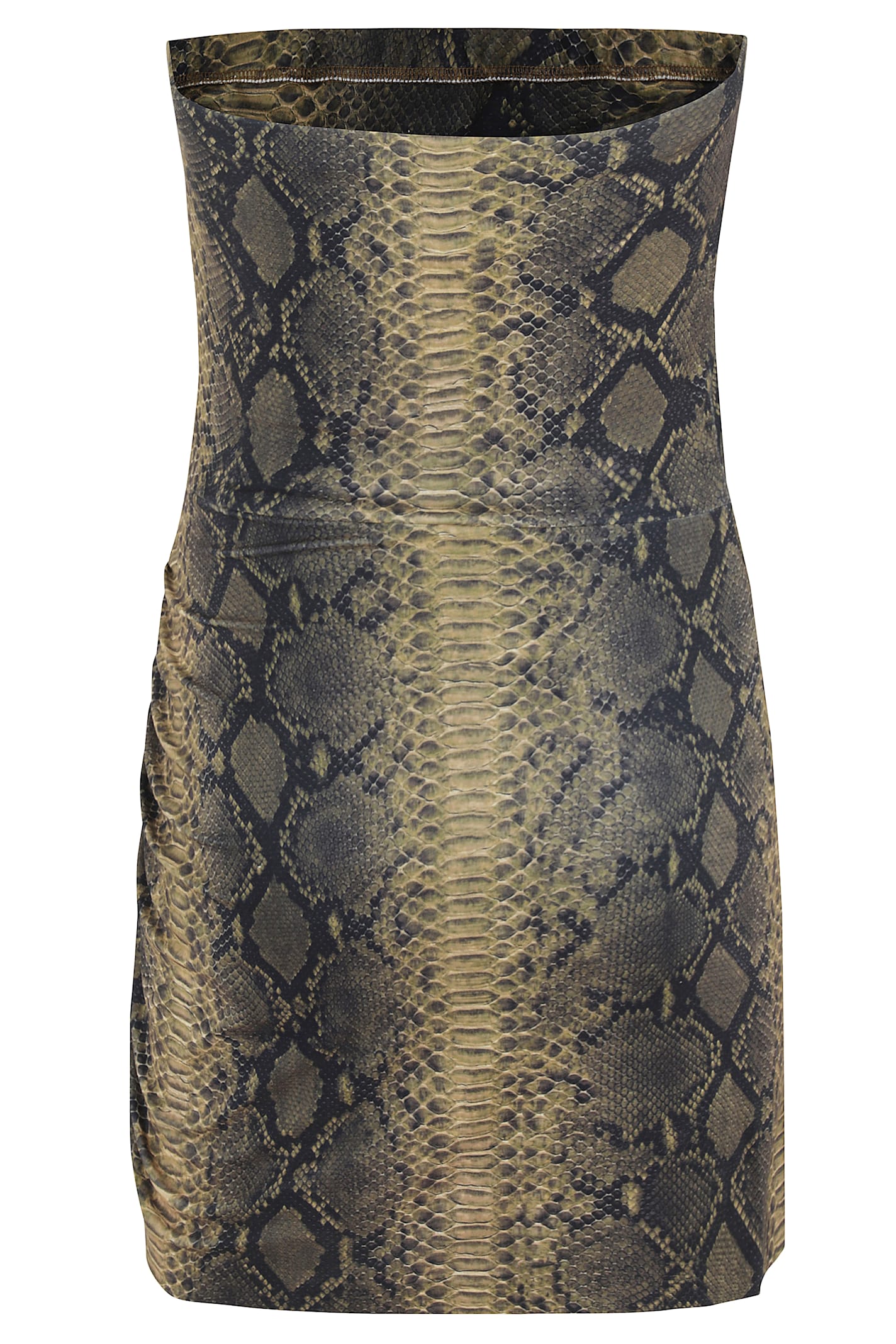 Norma Kamali Strapless Side Drape Pickleball Dress In Python