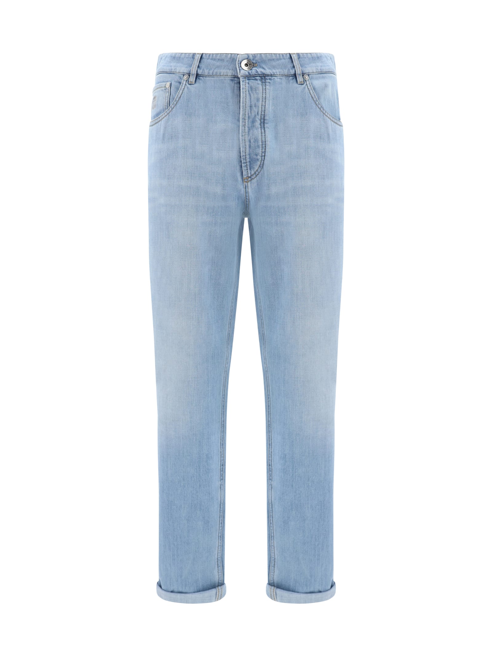 Shop Brunello Cucinelli Jeans In Denim Chiarissimo Old