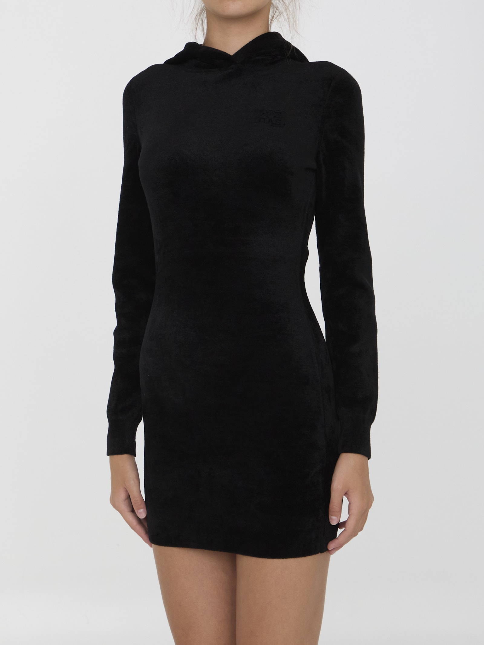 Shop Alexander Wang Mini Dress With Embossed Logo In Black