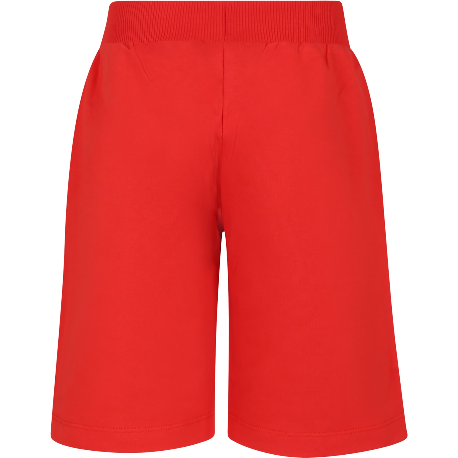 Shop Moschino Red Shorts For Kids With Teddy Bears And Logo