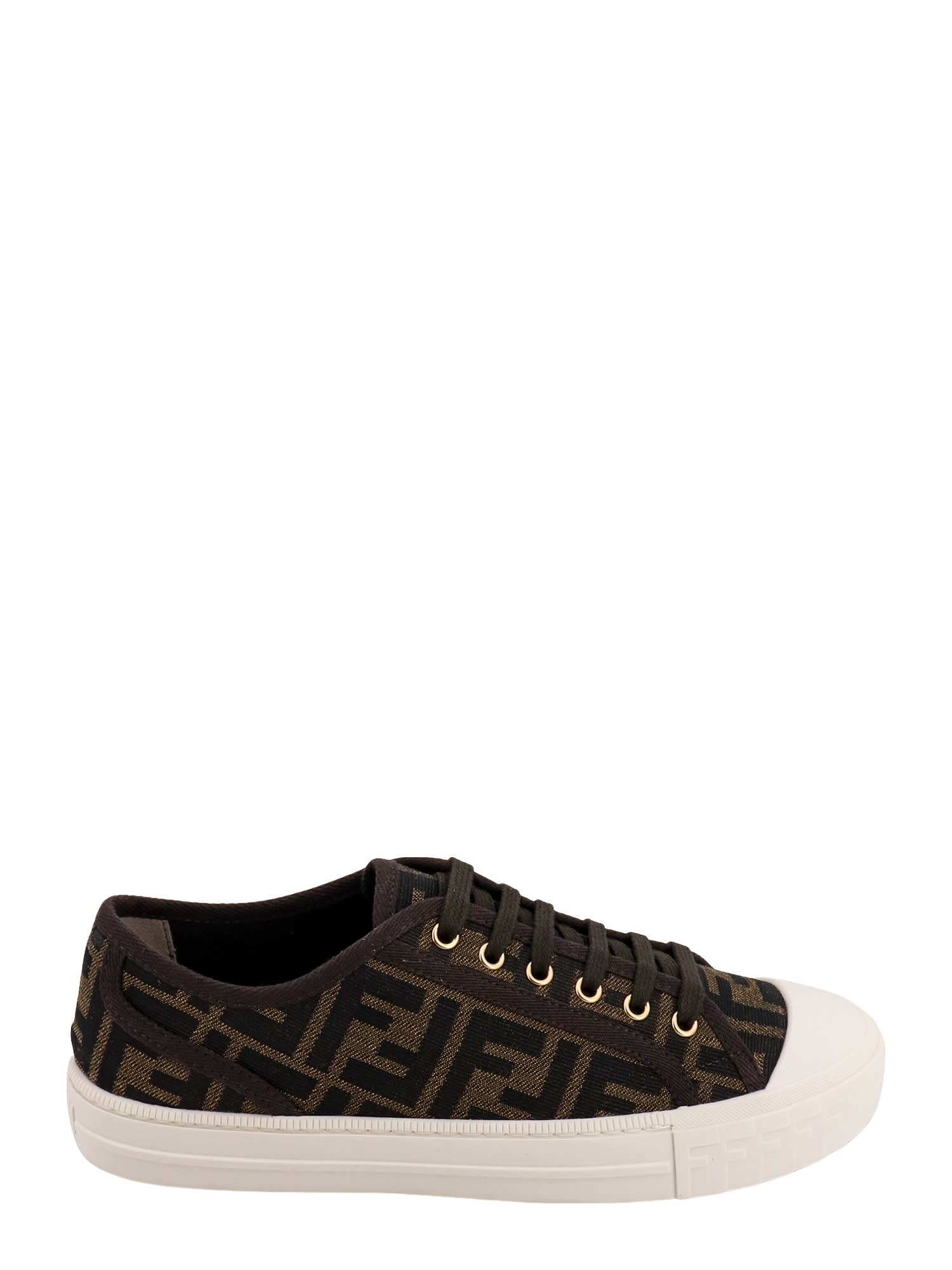 Shop Fendi Domino Sneakers In Brown