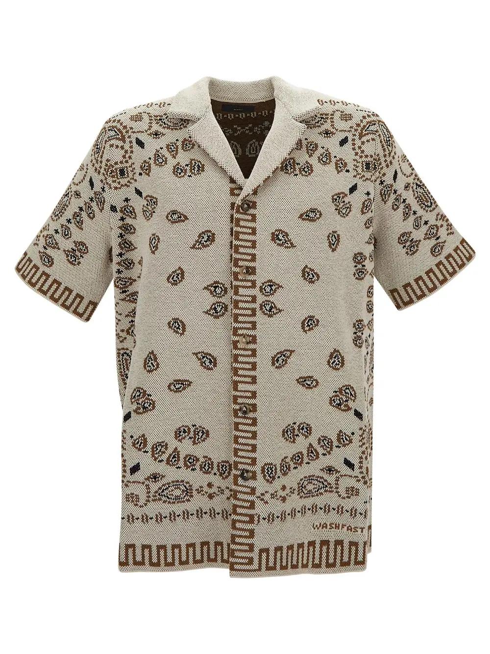 Shop Alanui Cotton Piquet Bandana Shirt In Neutrals