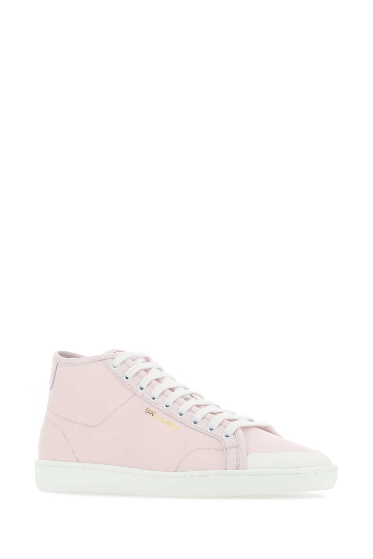Shop Saint Laurent Pastel Pink Leather Court Classic Sneakers In 5915